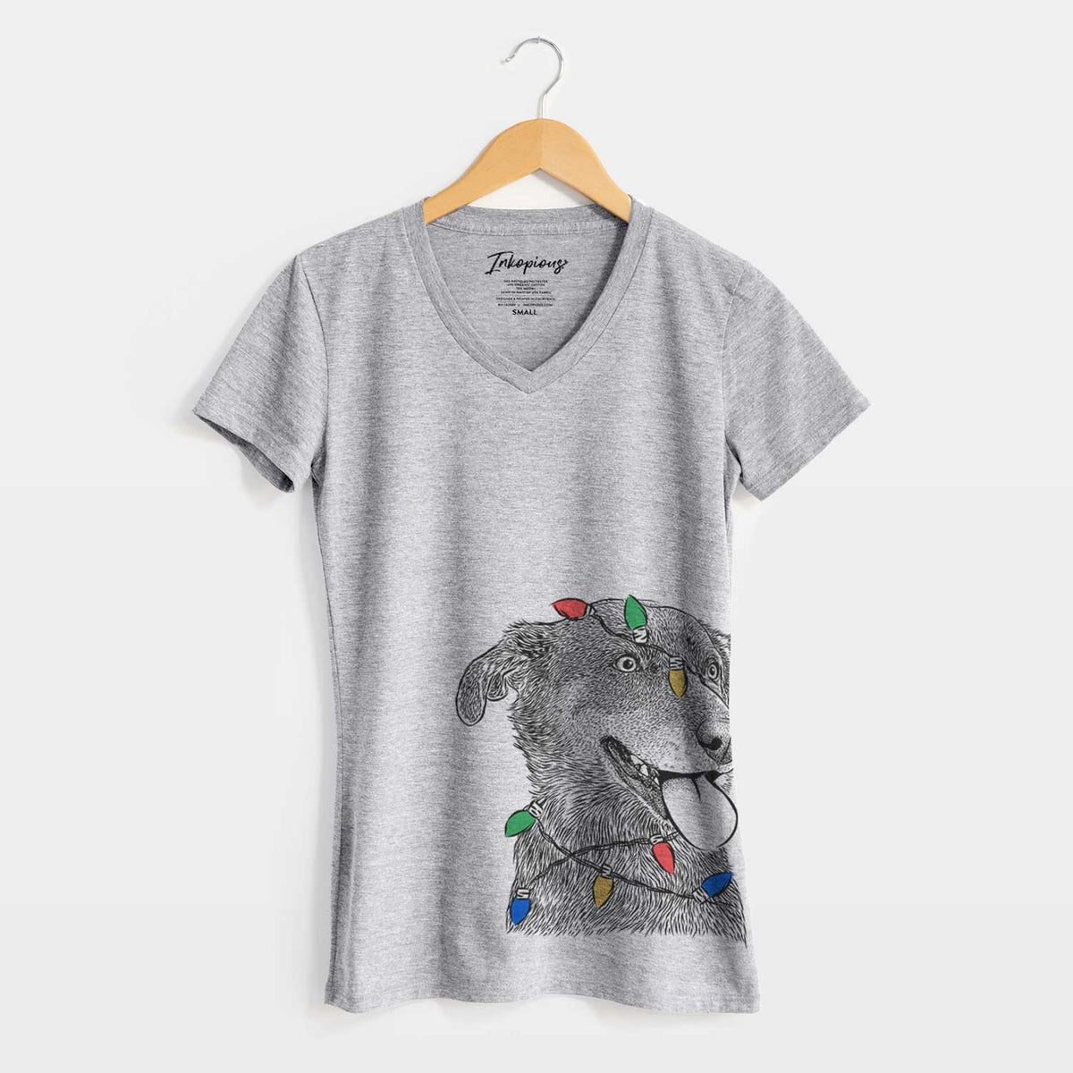 Christmas Lights Daisy the Australian Shepherd Mix - Women's V-neck Shirt