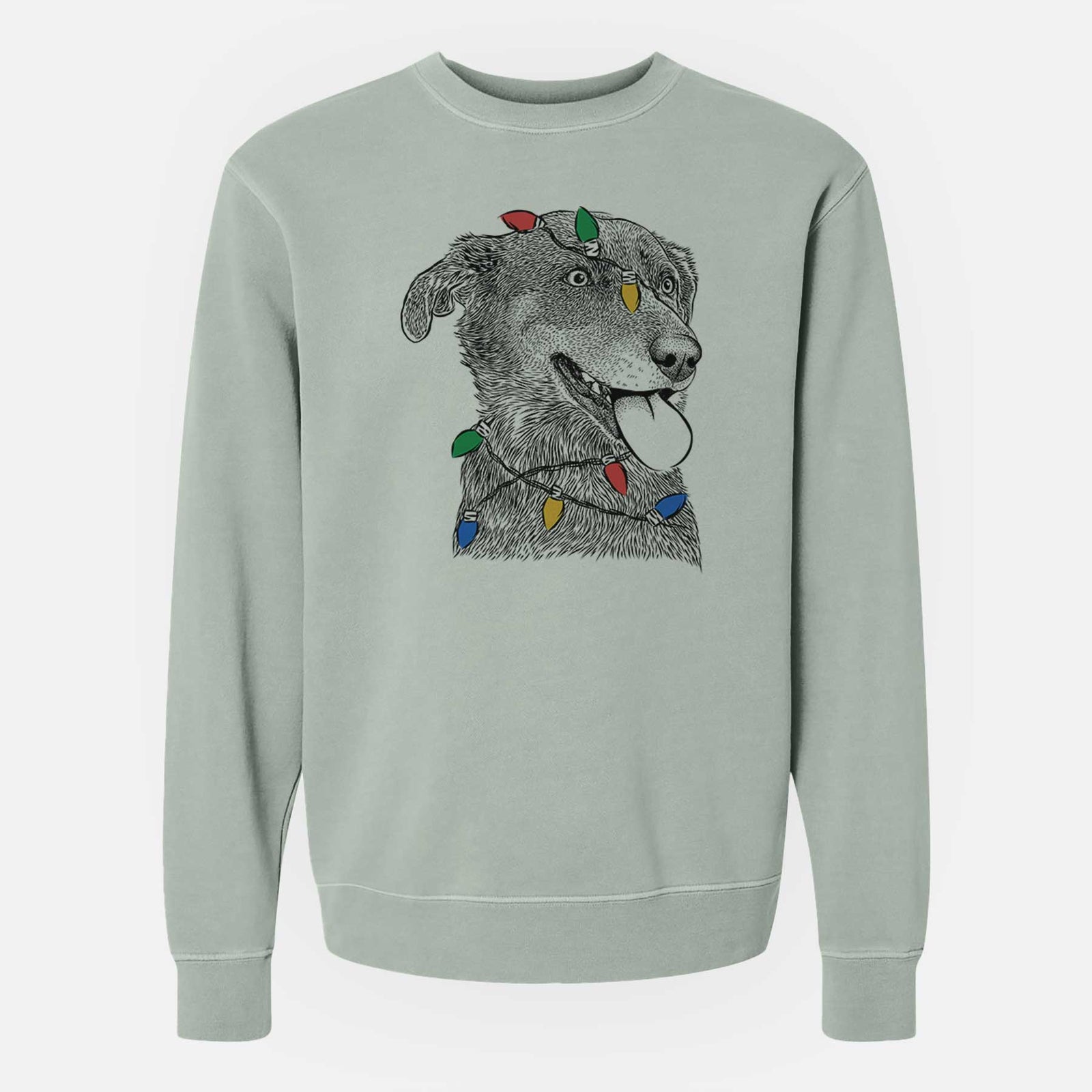 Christmas Lights Daisy the Australian Shepherd Mix - Unisex Pigment Dyed Crew Sweatshirt