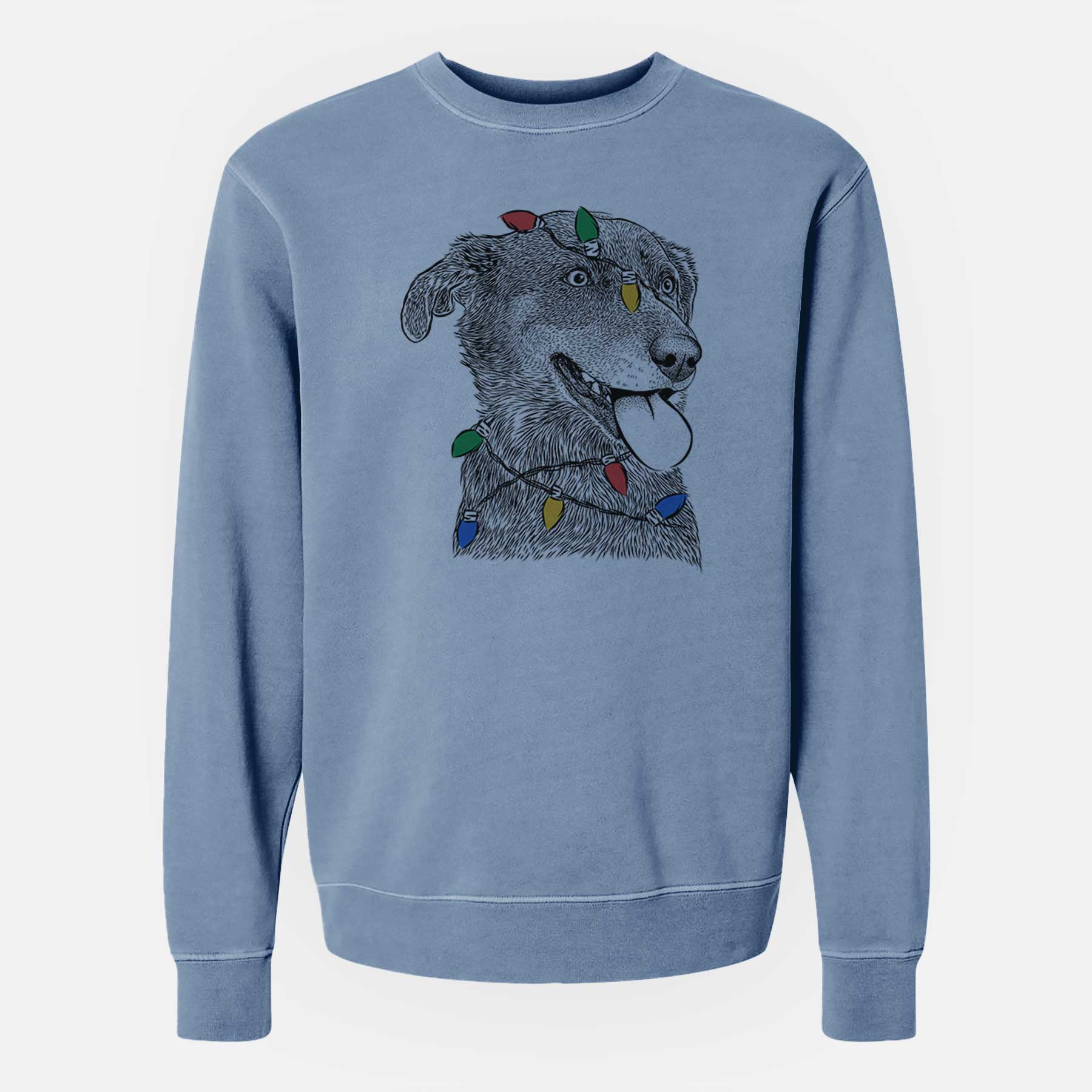 Christmas Lights Daisy the Australian Shepherd Mix - Unisex Pigment Dyed Crew Sweatshirt
