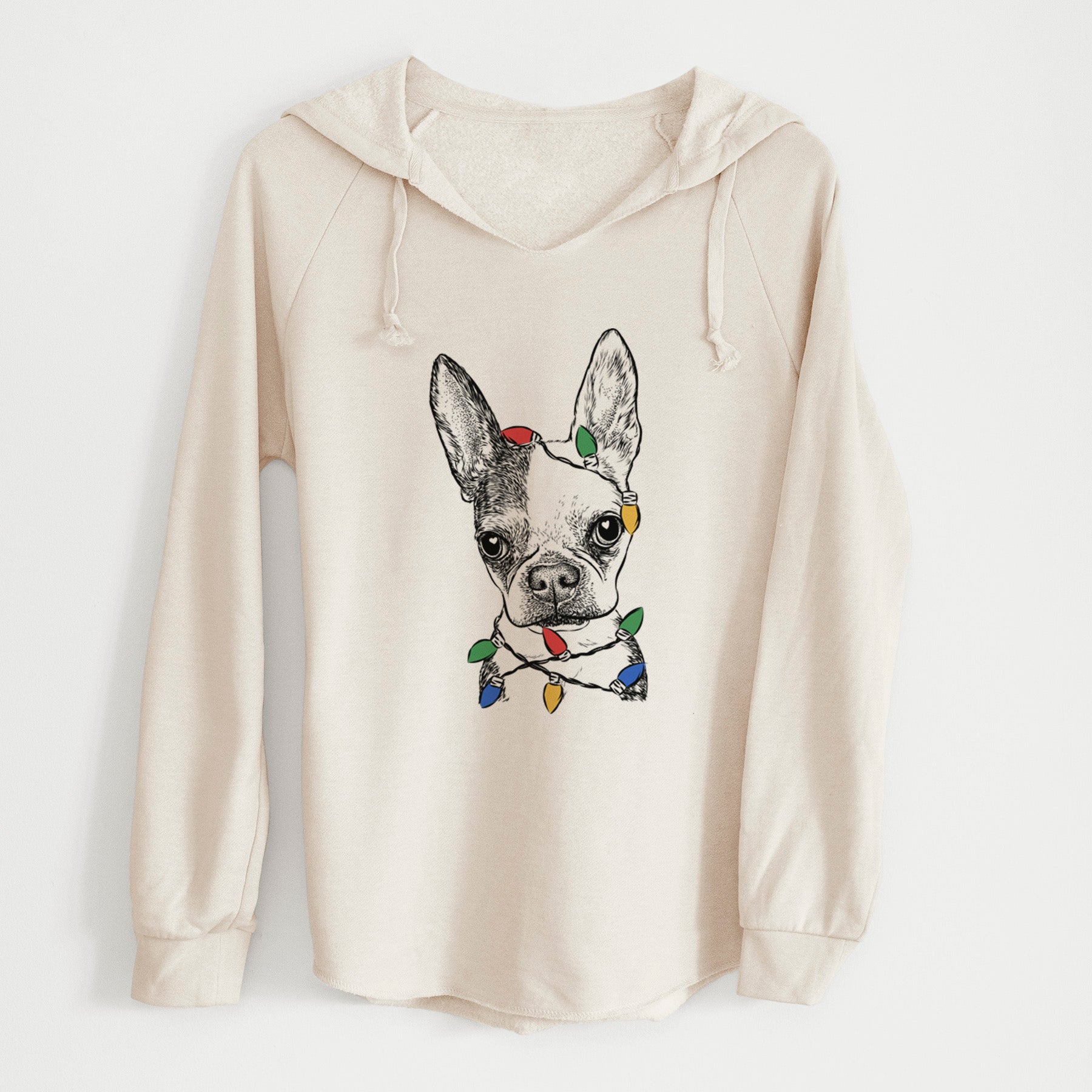 Christmas Lights Daisy the Boston Terrier - Cali Wave Hooded Sweatshirt