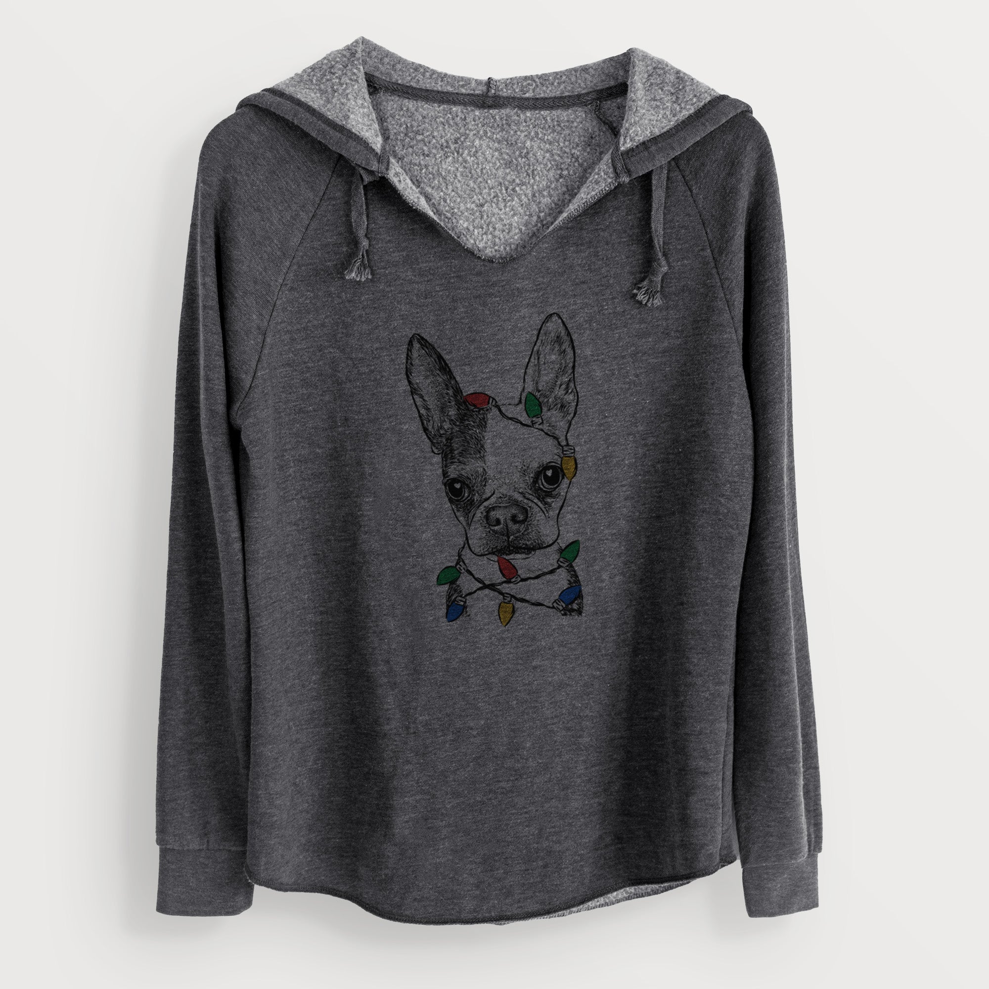 Christmas Lights Daisy the Boston Terrier - Cali Wave Hooded Sweatshirt