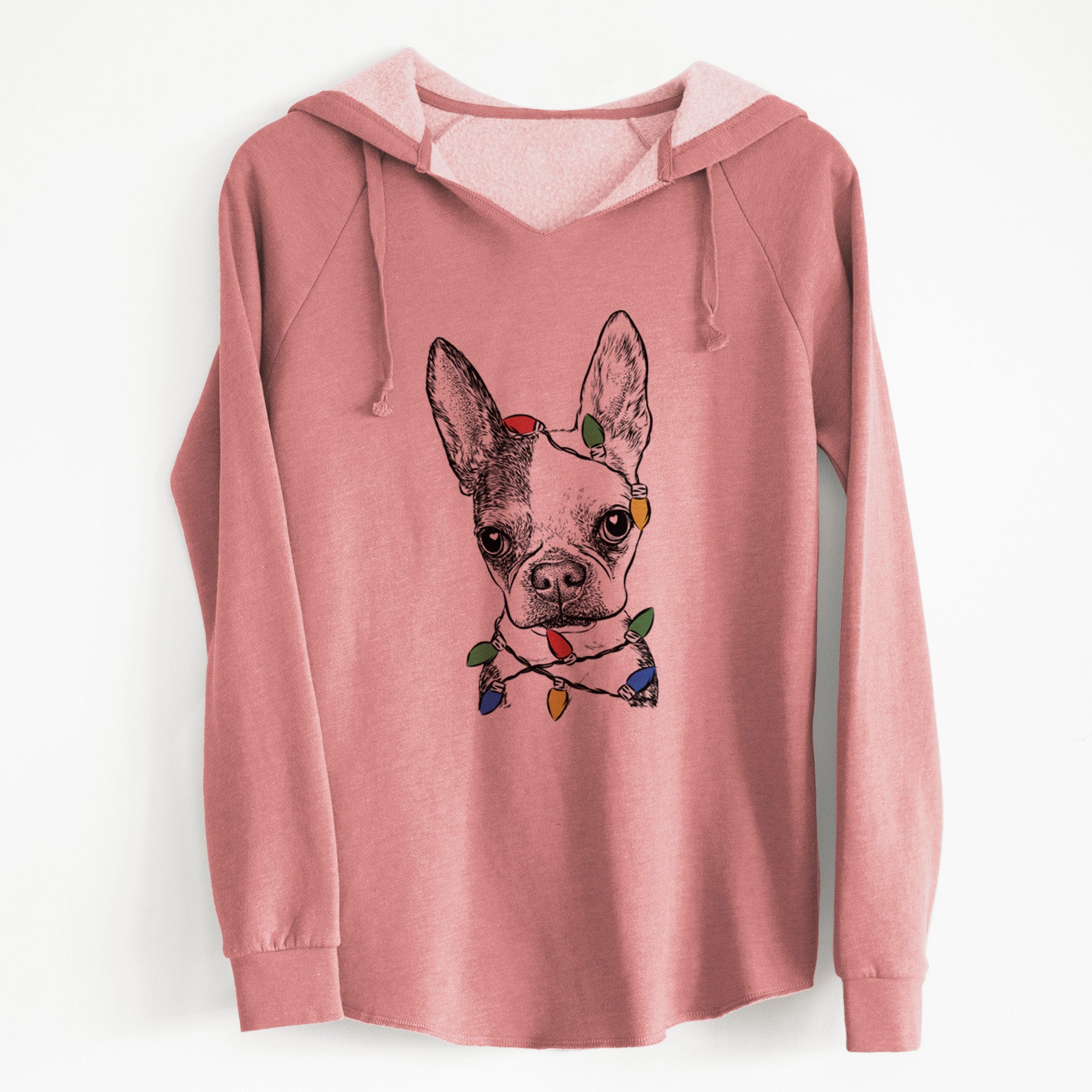 Christmas Lights Daisy the Boston Terrier - Cali Wave Hooded Sweatshirt