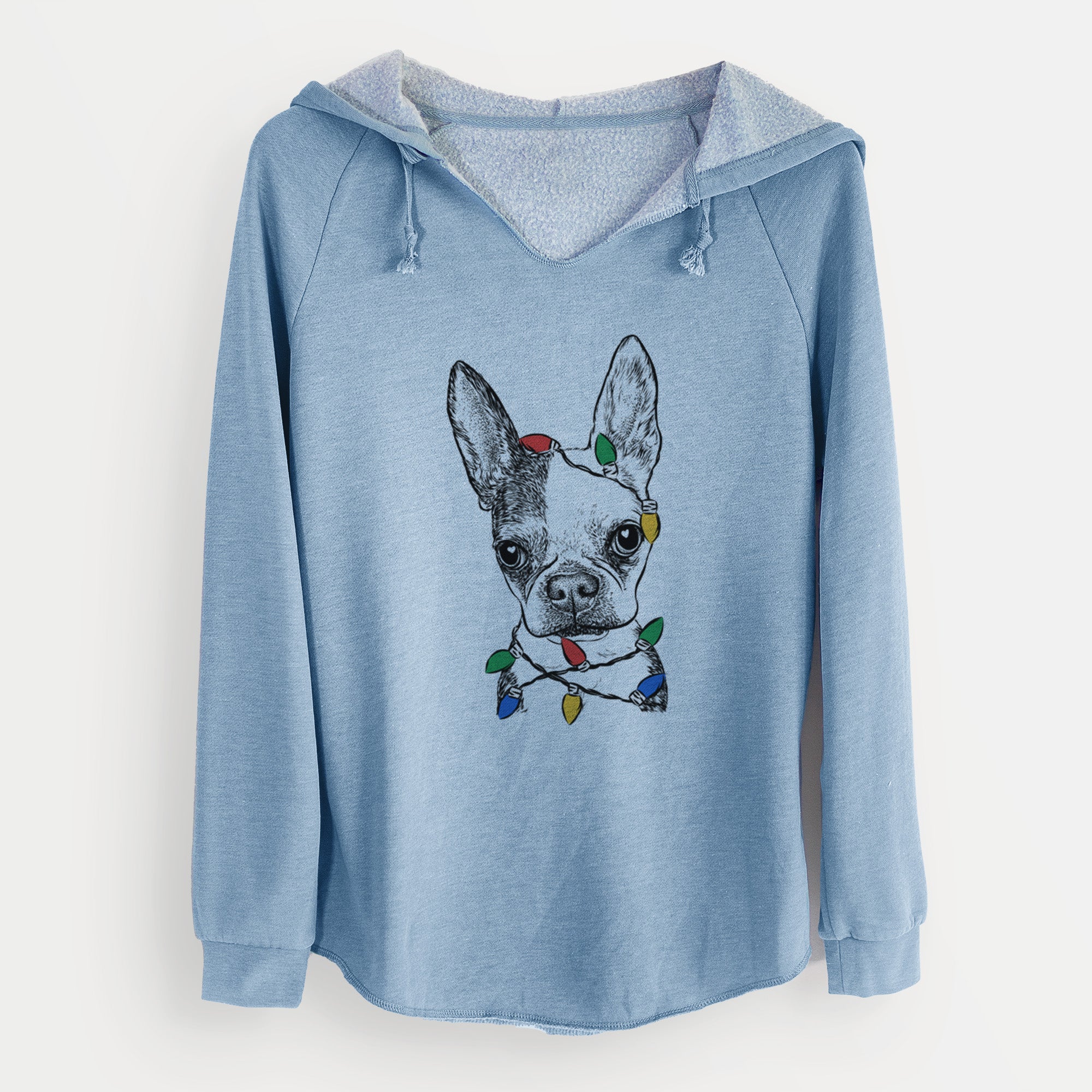 Christmas Lights Daisy the Boston Terrier - Cali Wave Hooded Sweatshirt