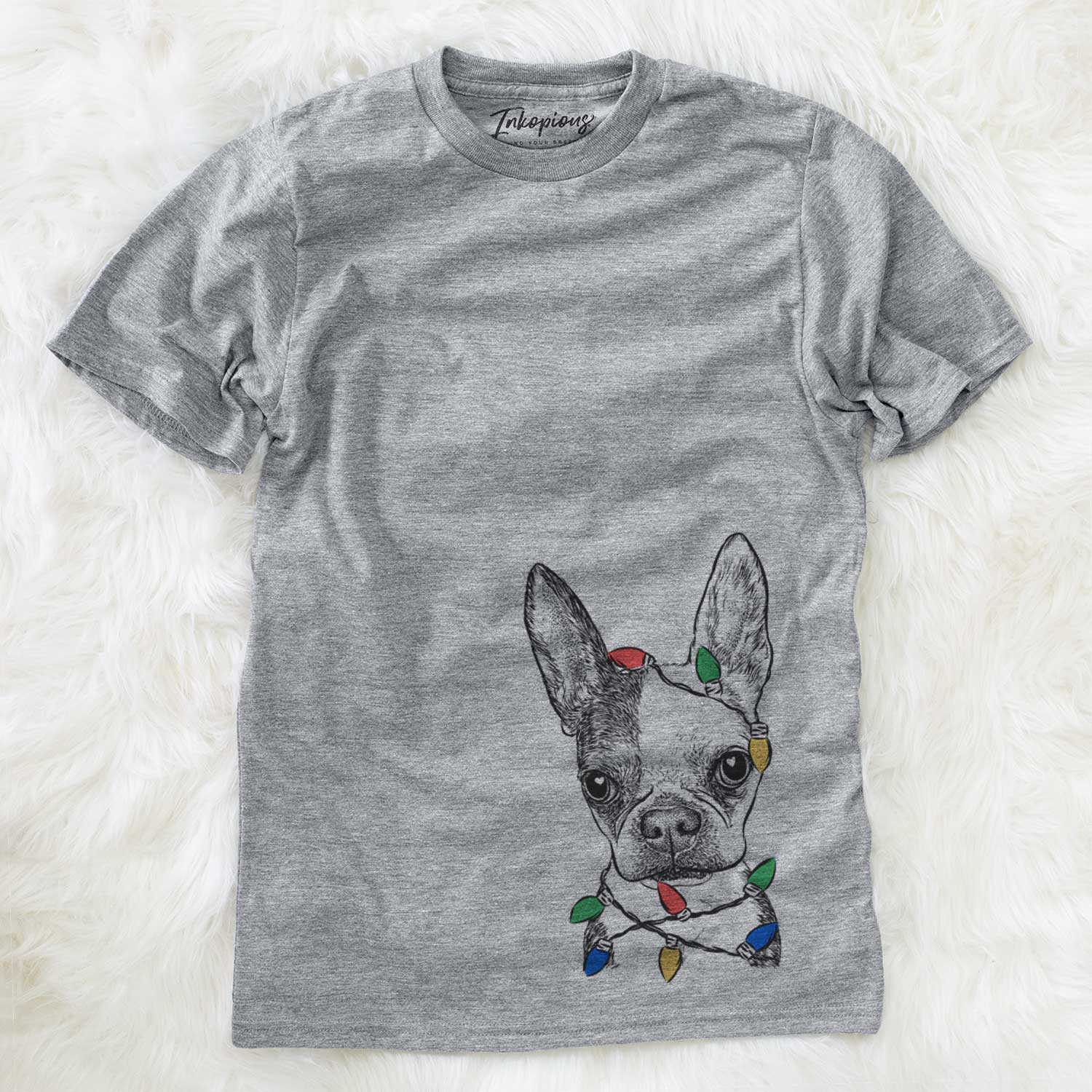 Christmas Lights Daisy the Boston Terrier - Unisex Crewneck