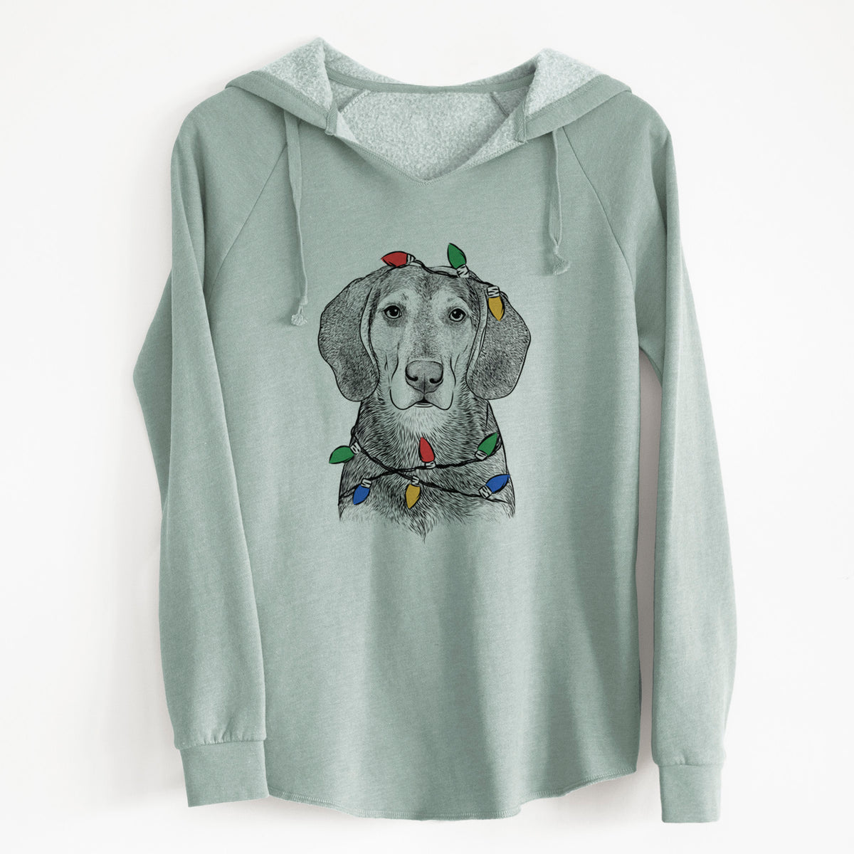Christmas Lights Daisy the Hound Mix - Cali Wave Hooded Sweatshirt