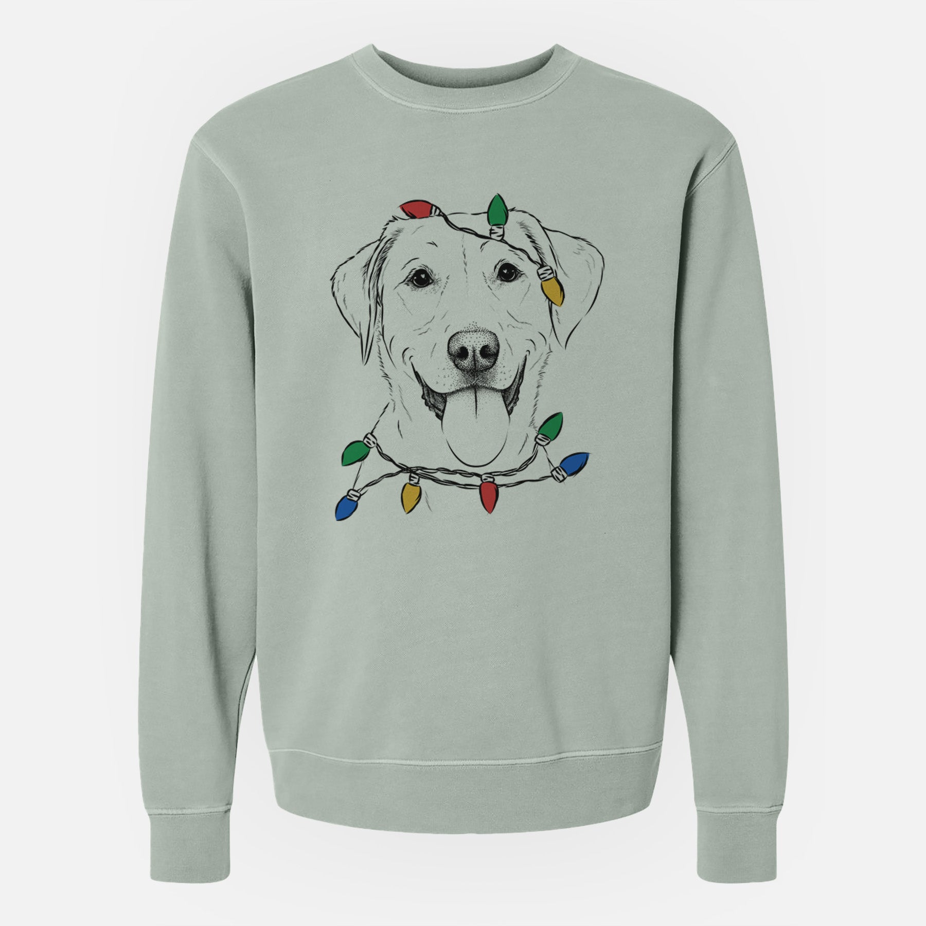 Christmas Lights Daisy the Labrador Retriever - Unisex Pigment Dyed Crew Sweatshirt