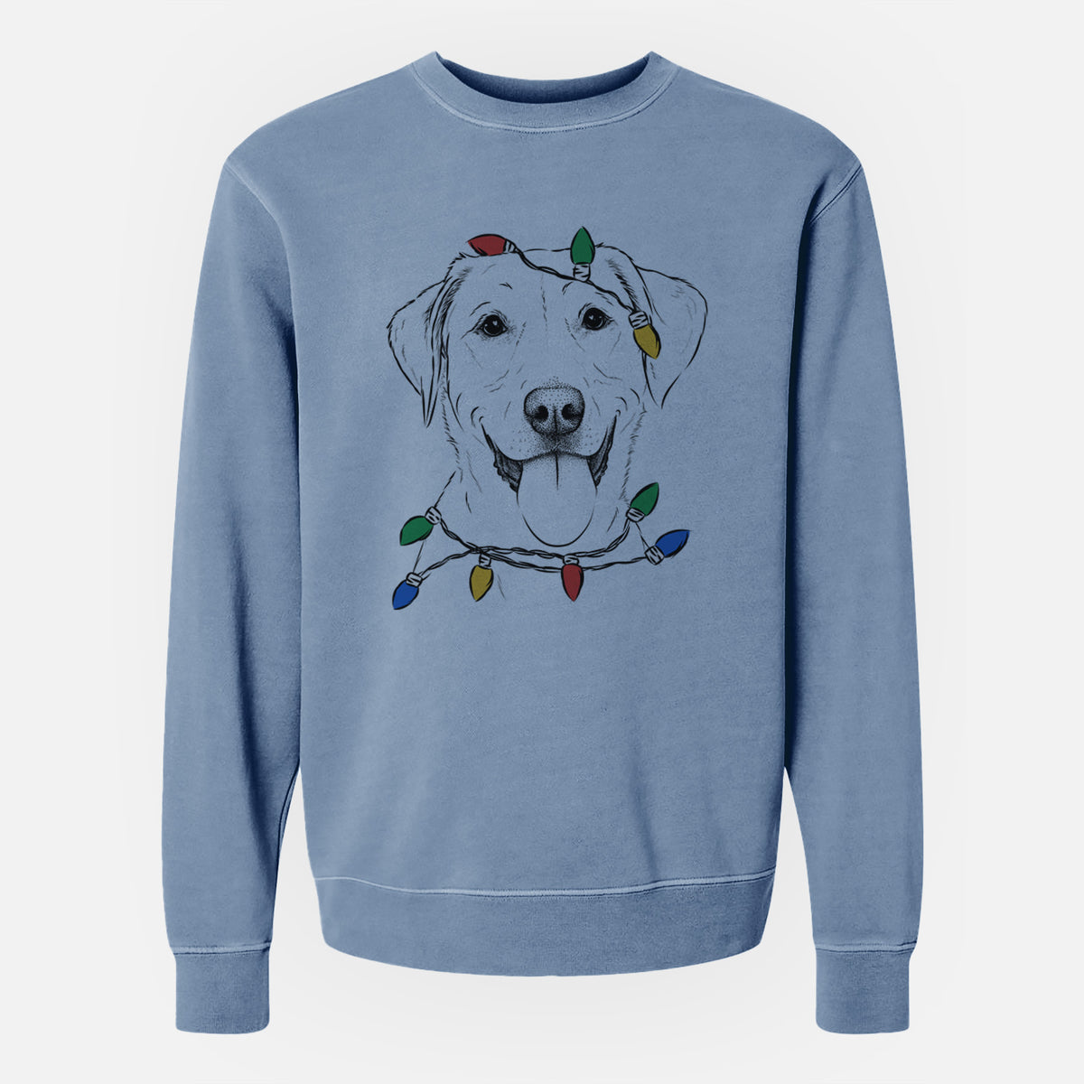 Christmas Lights Daisy the Labrador Retriever - Unisex Pigment Dyed Crew Sweatshirt