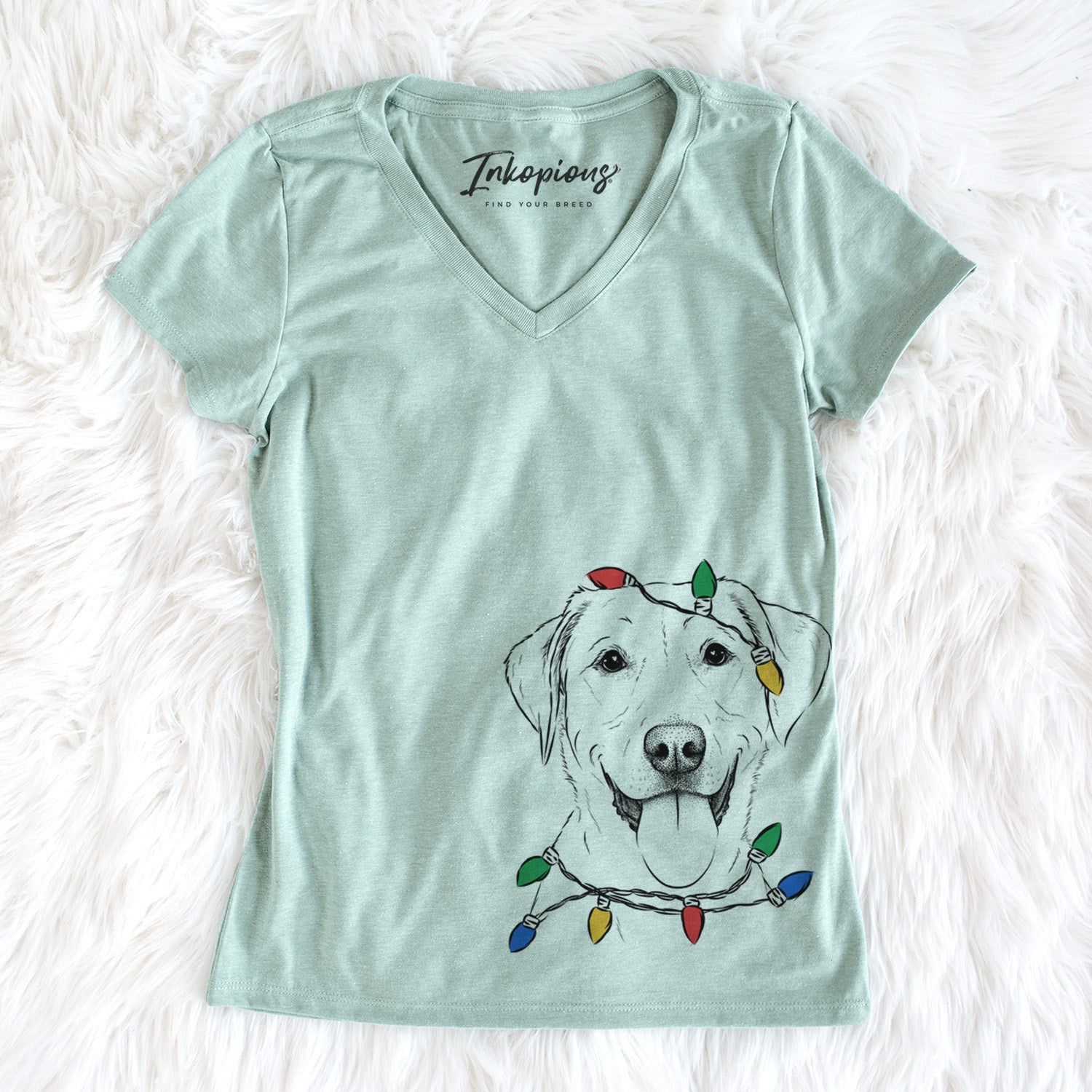 Christmas Lights Daisy the Labrador Retriever - Women's Perfect V-neck Shirt