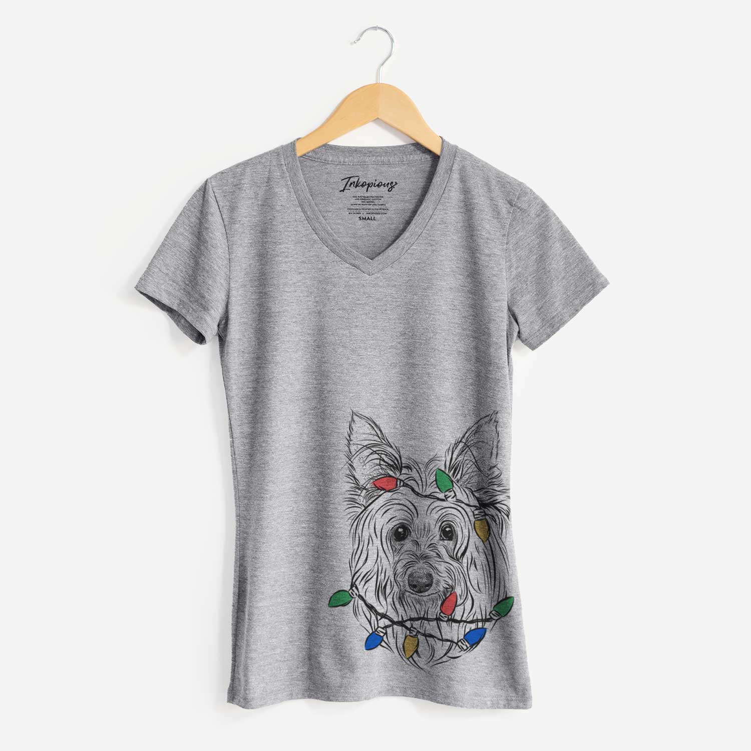 Christmas Lights Daisy May the Silky Terrier - Women's V-neck Shirt