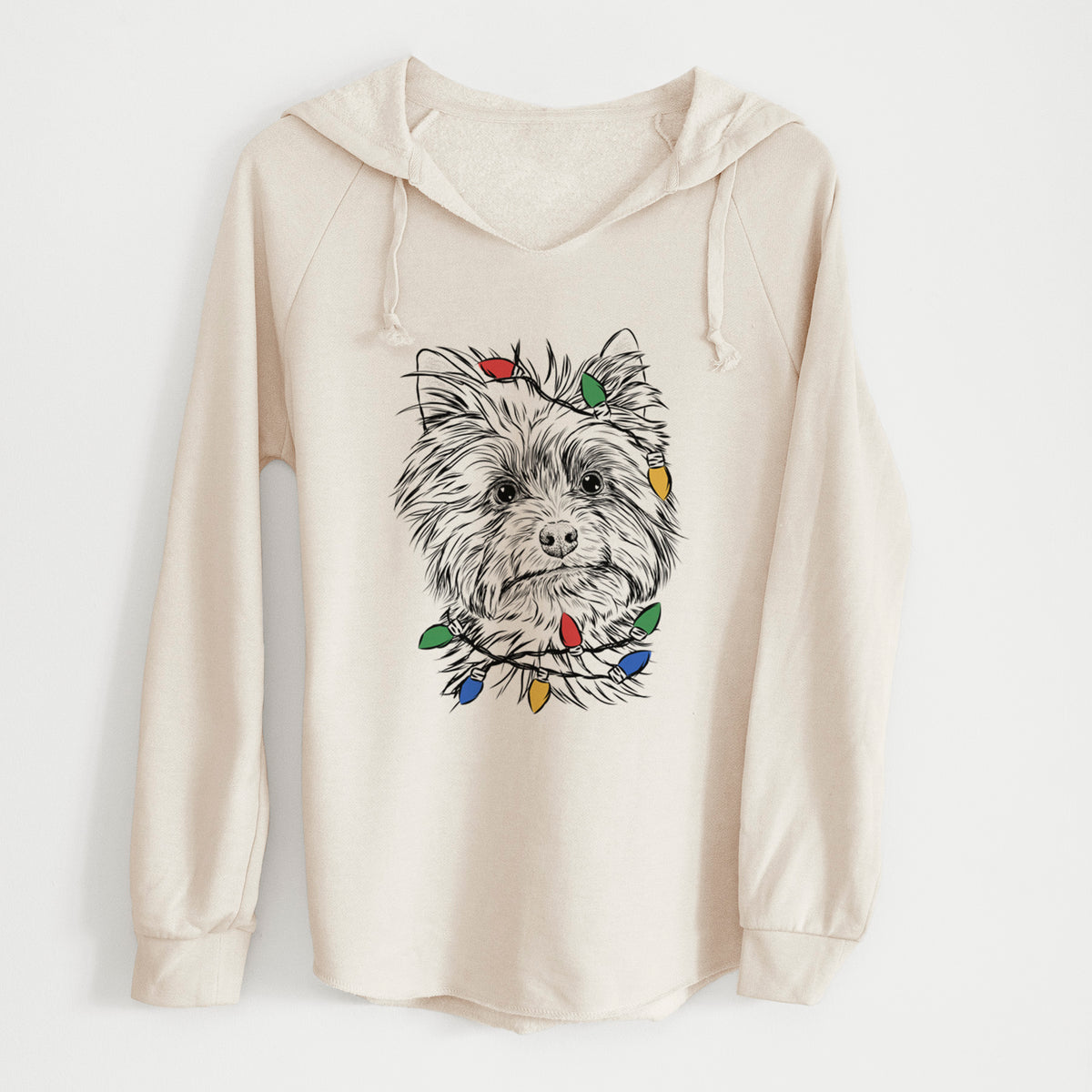 Christmas Lights Dakota the Yorkshire Terrier - Cali Wave Hooded Sweatshirt