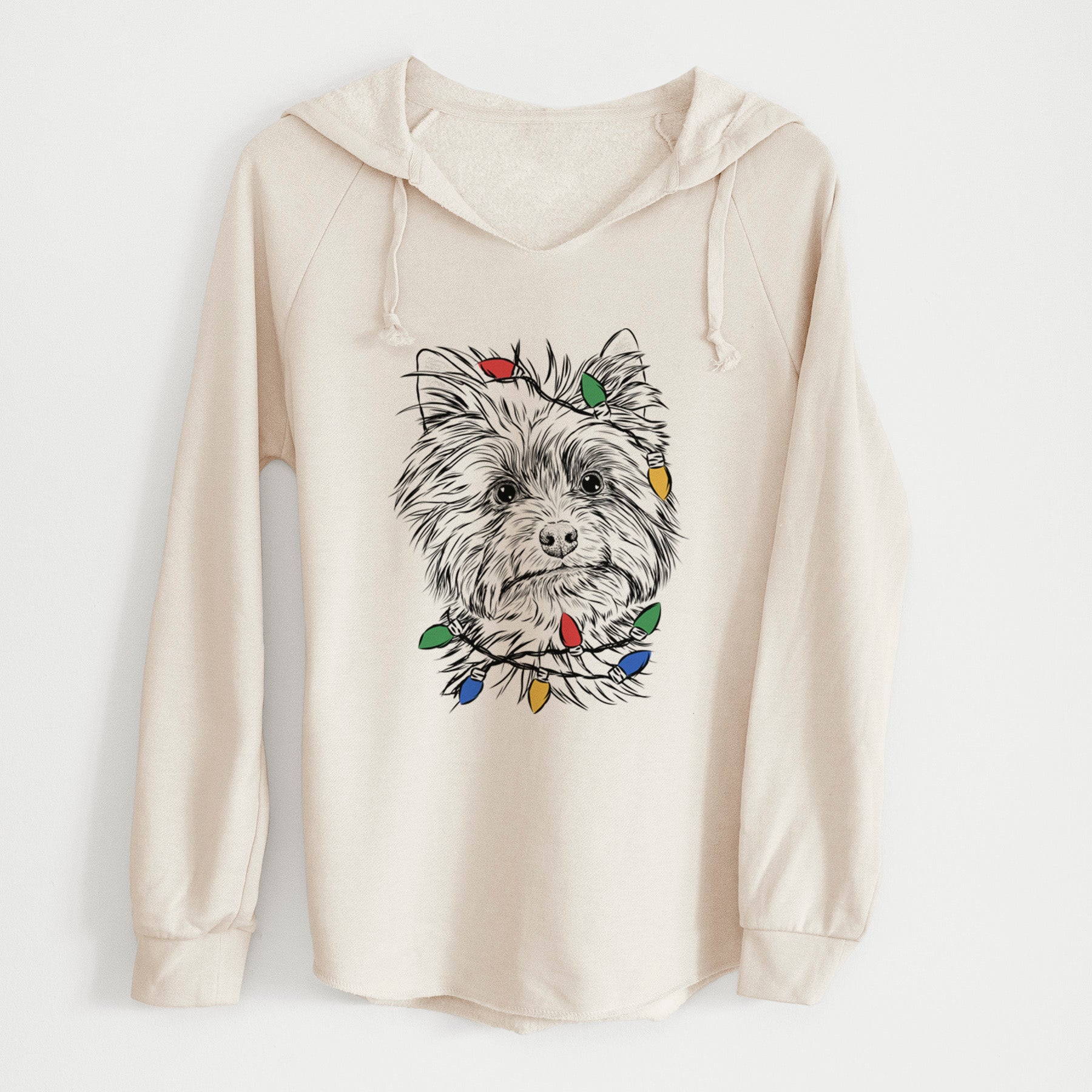Christmas Lights Dakota the Yorkshire Terrier - Cali Wave Hooded Sweatshirt