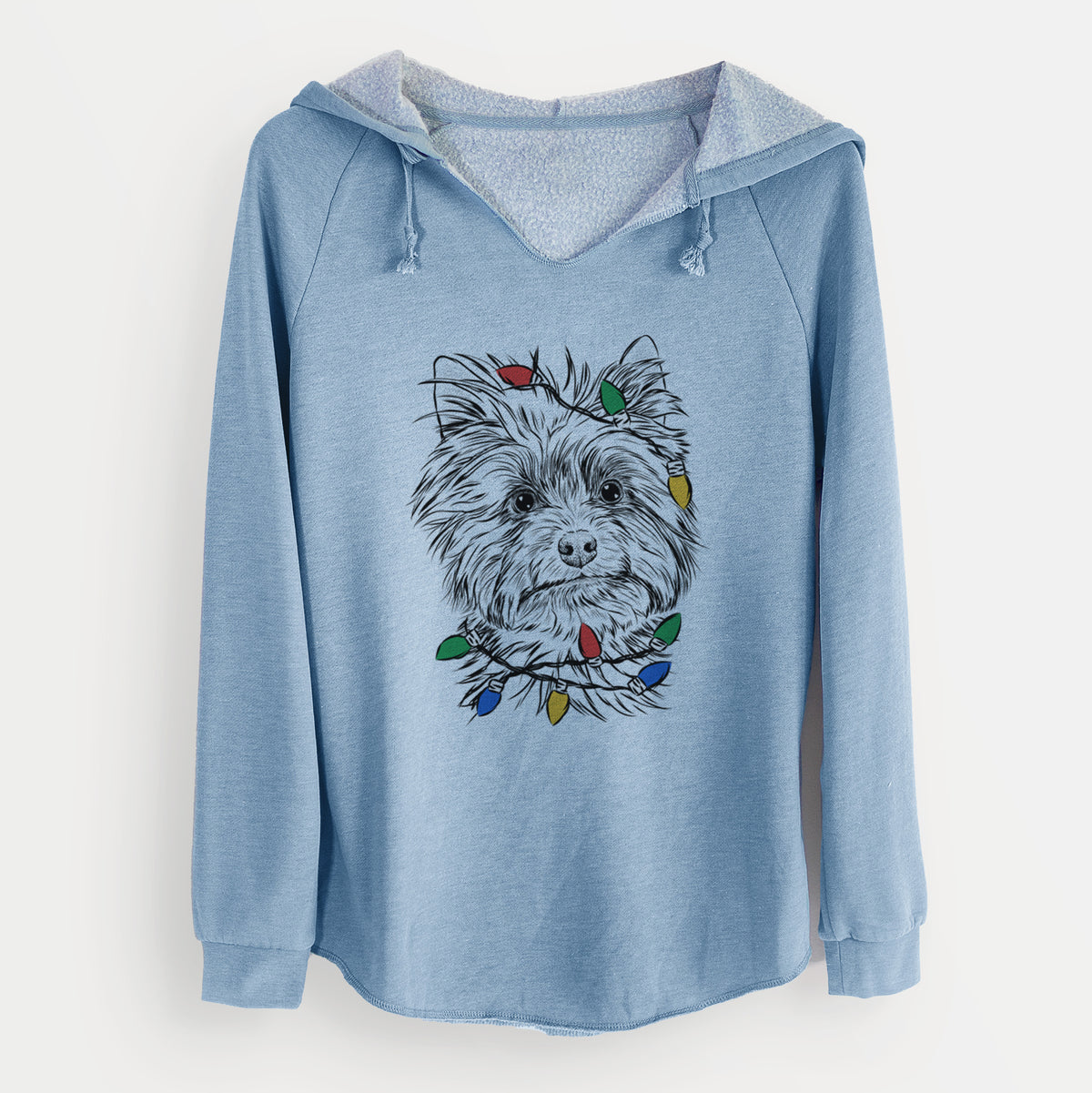 Christmas Lights Dakota the Yorkshire Terrier - Cali Wave Hooded Sweatshirt