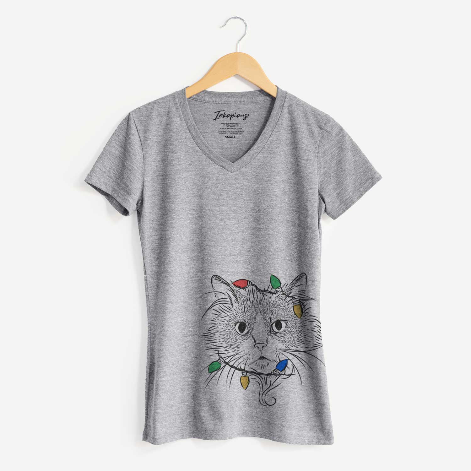 Christmas Lights Daniel the Ragdoll Cat - Women's V-neck Shirt