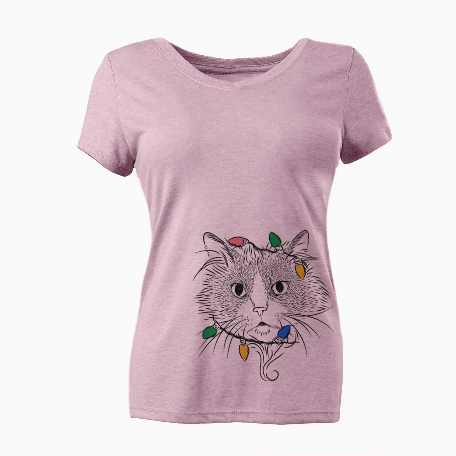 Christmas Lights Daniel the Ragdoll Cat - Women's V-neck Shirt