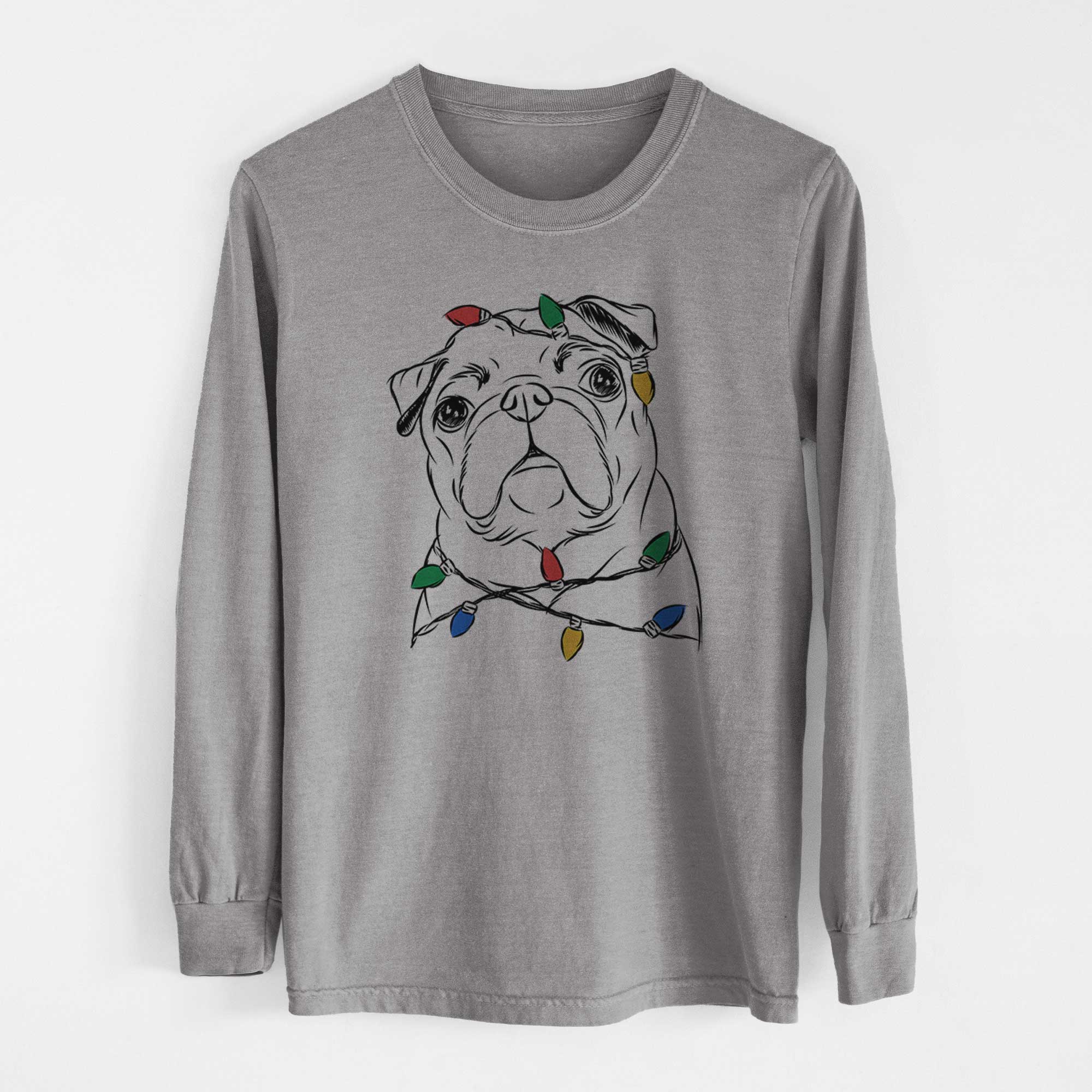 Christmas Lights Darling Chloe the Pug - Heavyweight 100% Cotton Long Sleeve