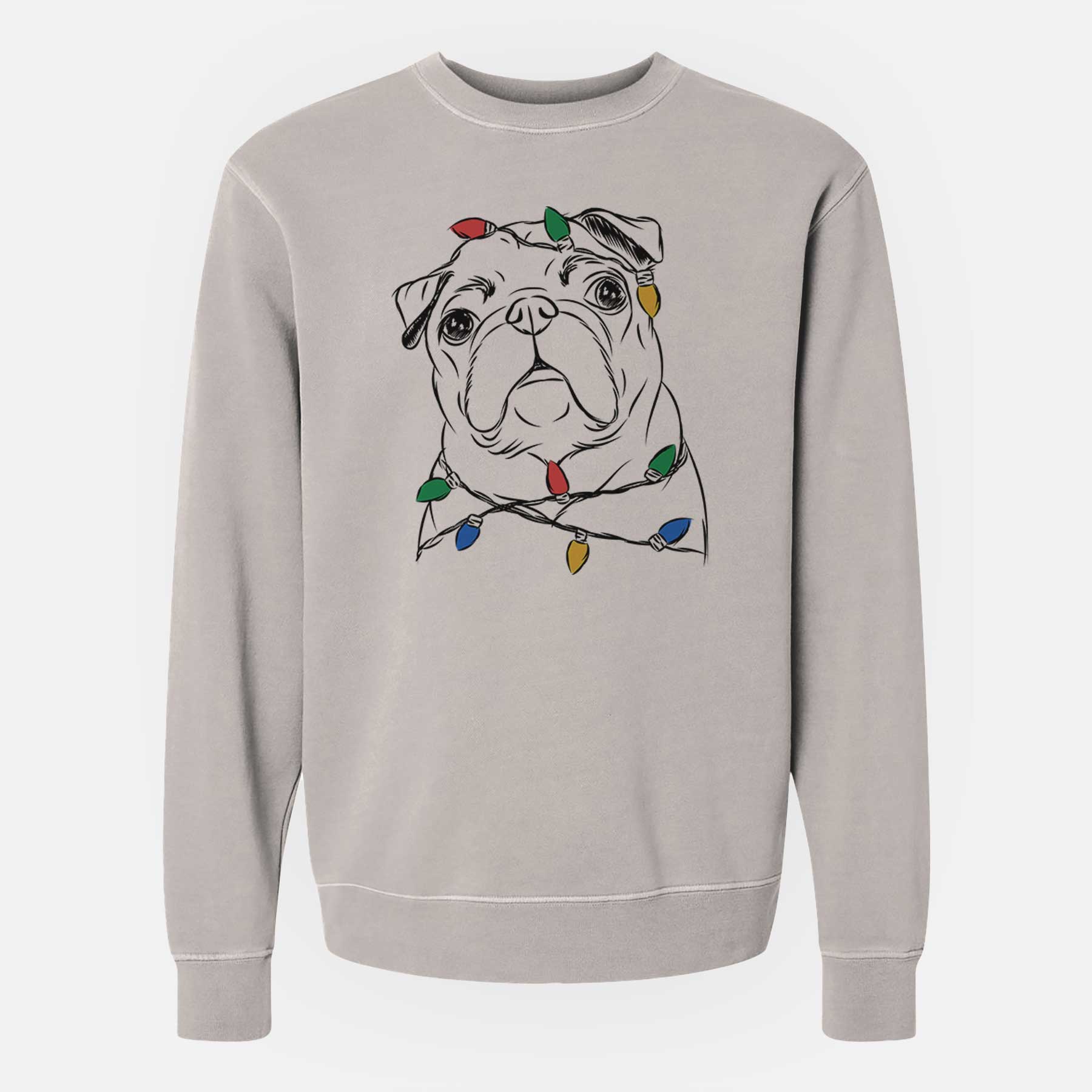 Christmas Lights Darling Chloe the Pug - Unisex Pigment Dyed Crew Sweatshirt