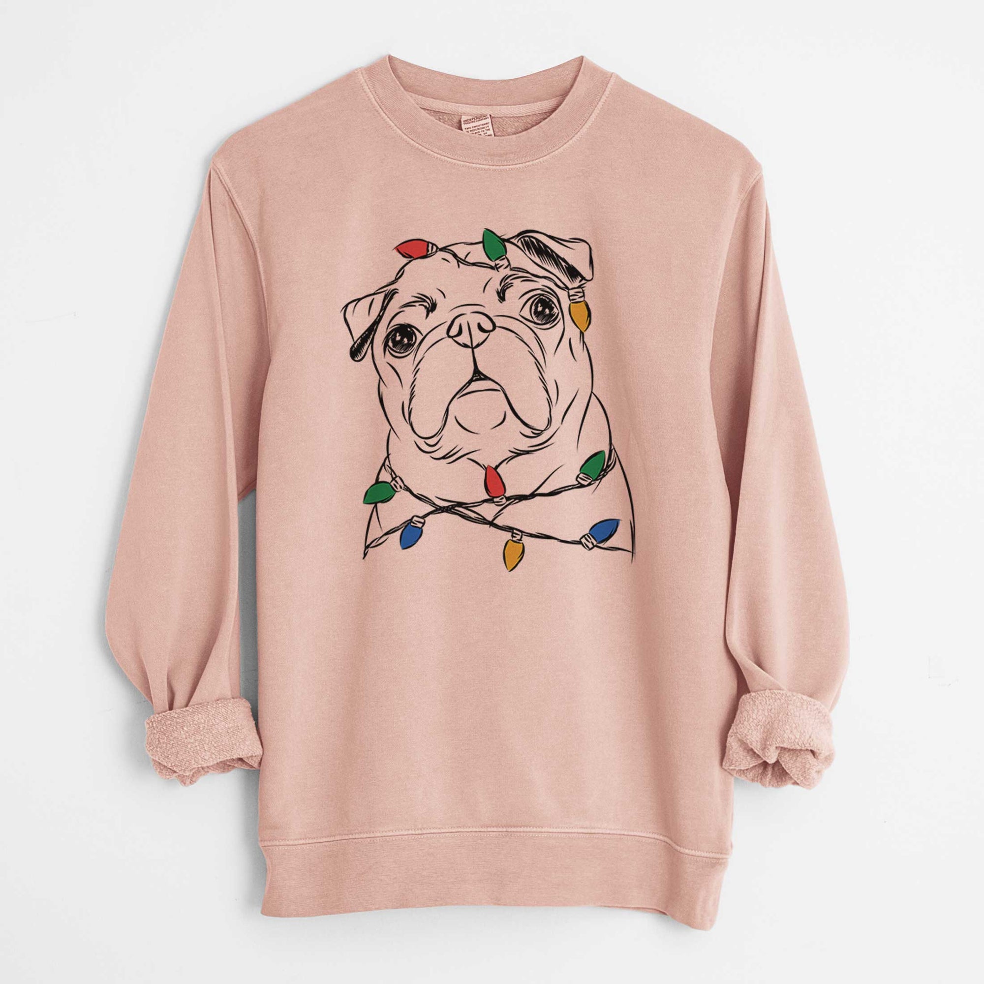 Christmas Lights Darling Chloe the Pug - Unisex Pigment Dyed Crew Sweatshirt