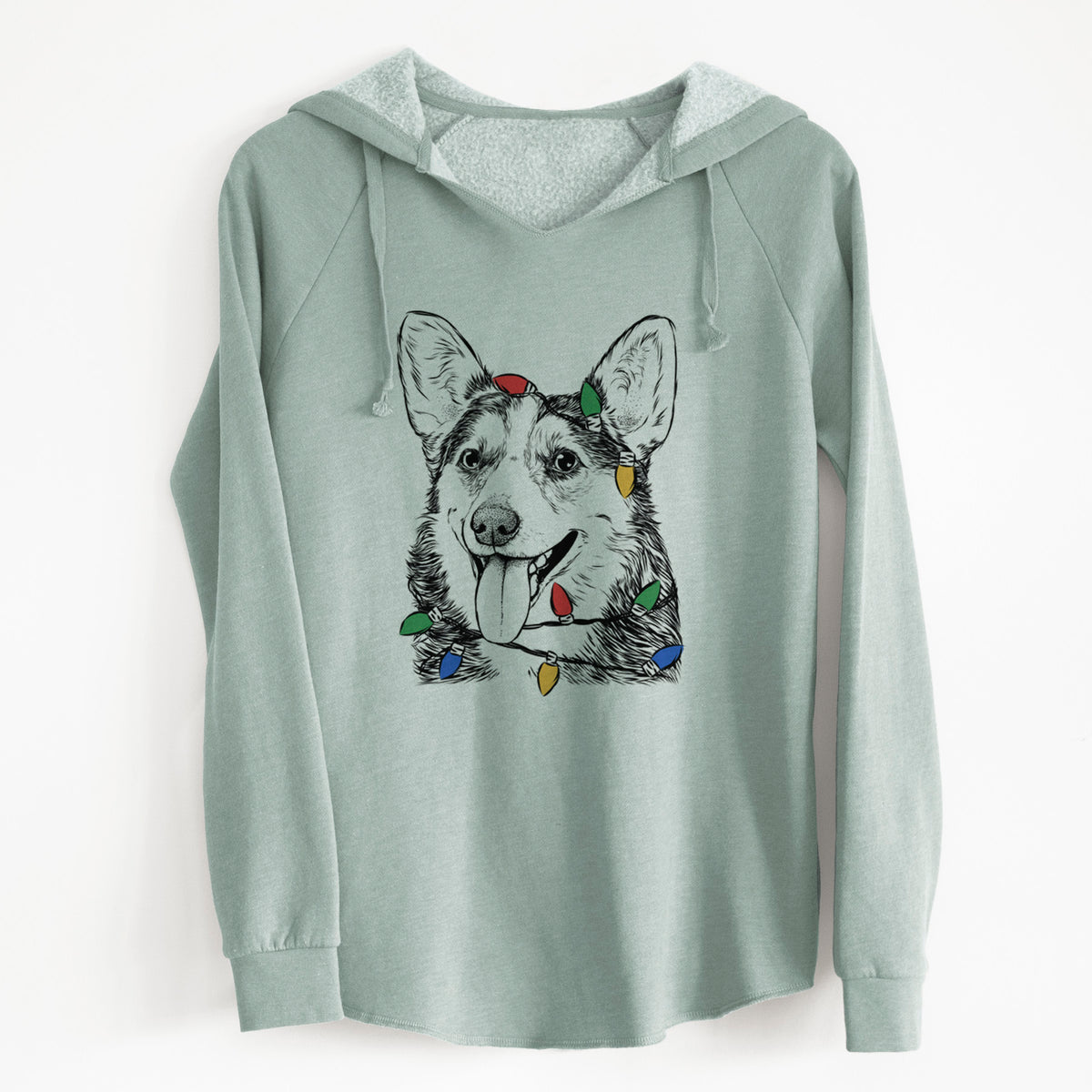 Christmas Lights Darma the Corgi - Cali Wave Hooded Sweatshirt