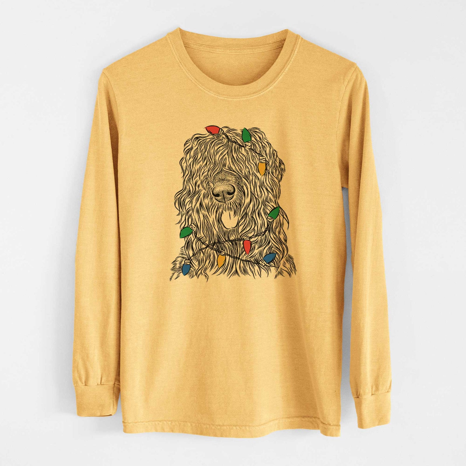 Christmas Lights Darryl the Black Russian Terrier - Heavyweight 100% Cotton Long Sleeve