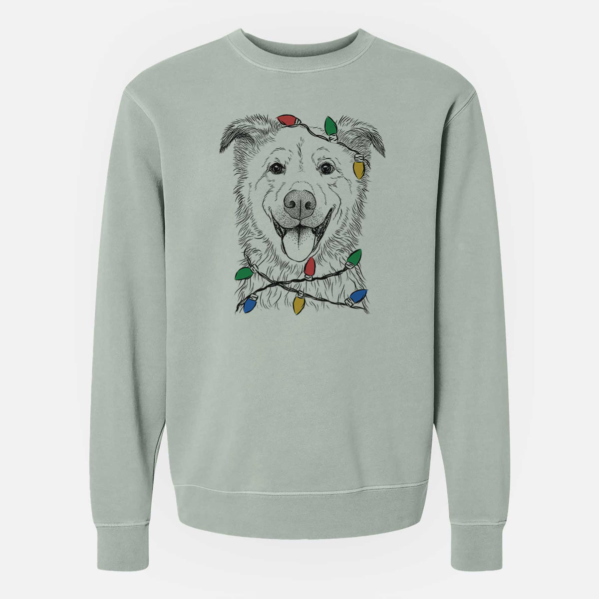 Christmas Lights Dawson the Mixed Breed - Unisex Pigment Dyed Crew Sweatshirt