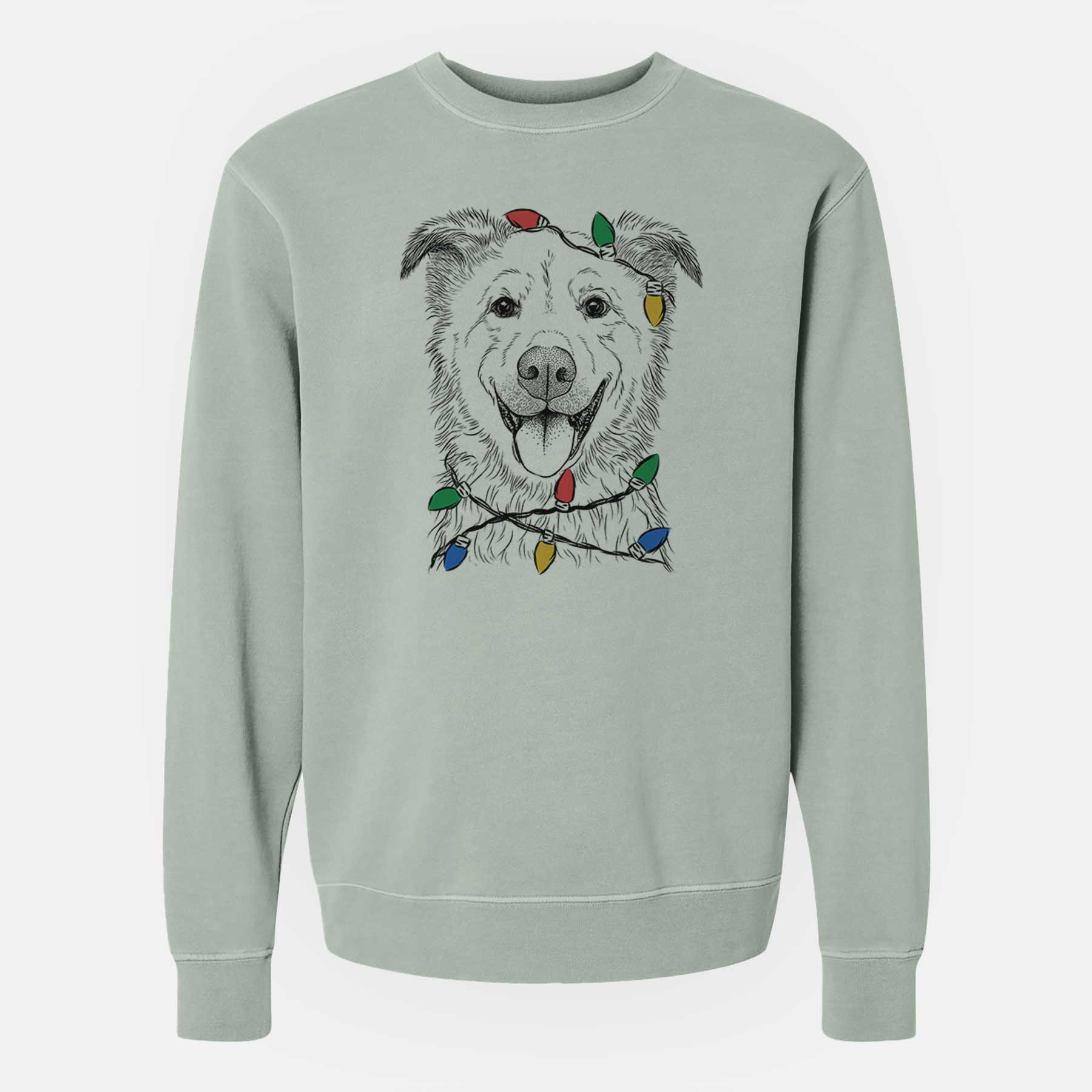 Christmas Lights Dawson the Mixed Breed - Unisex Pigment Dyed Crew Sweatshirt