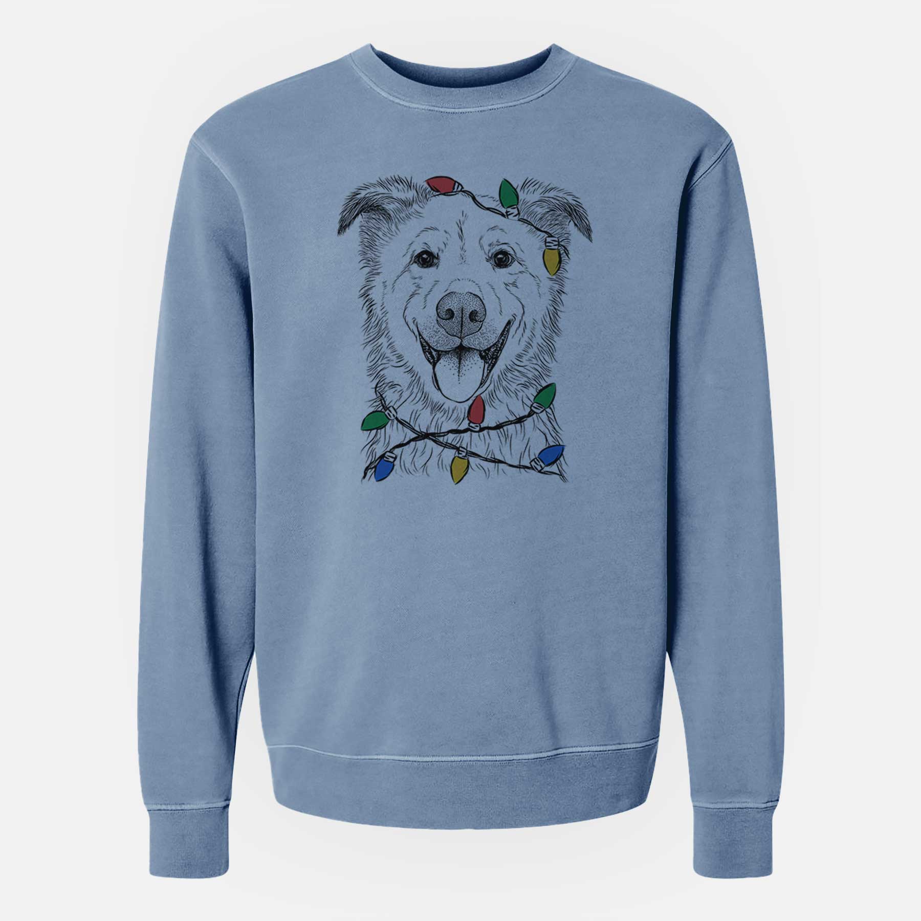 Christmas Lights Dawson the Mixed Breed - Unisex Pigment Dyed Crew Sweatshirt