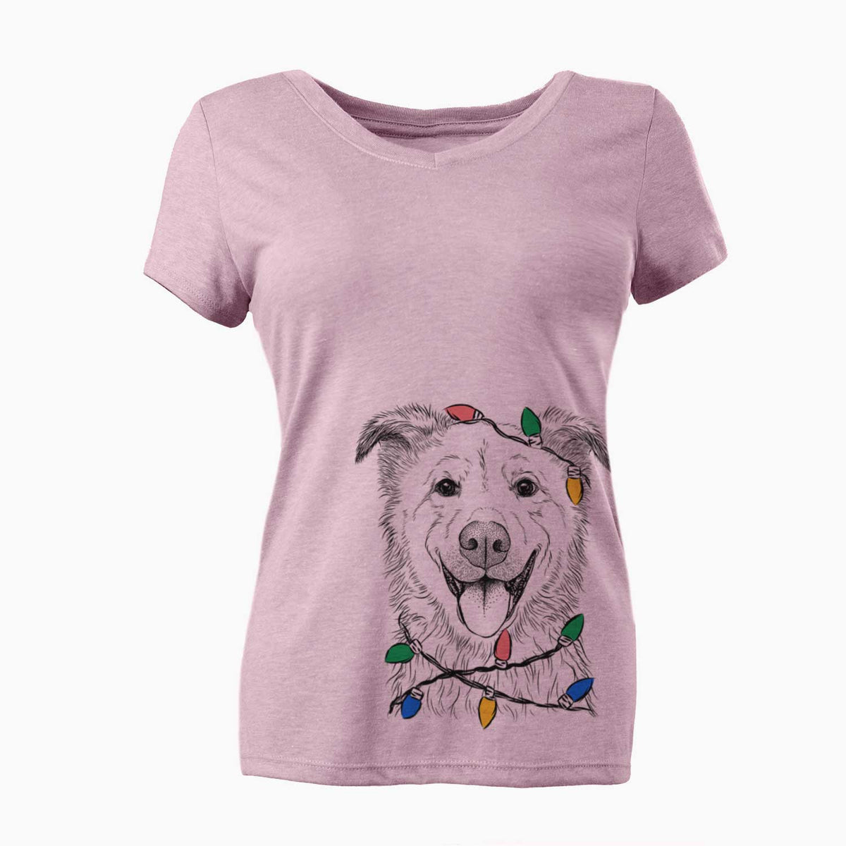 Christmas Lights Dawson the Mixed Breed - Women's V-neck Shirt
