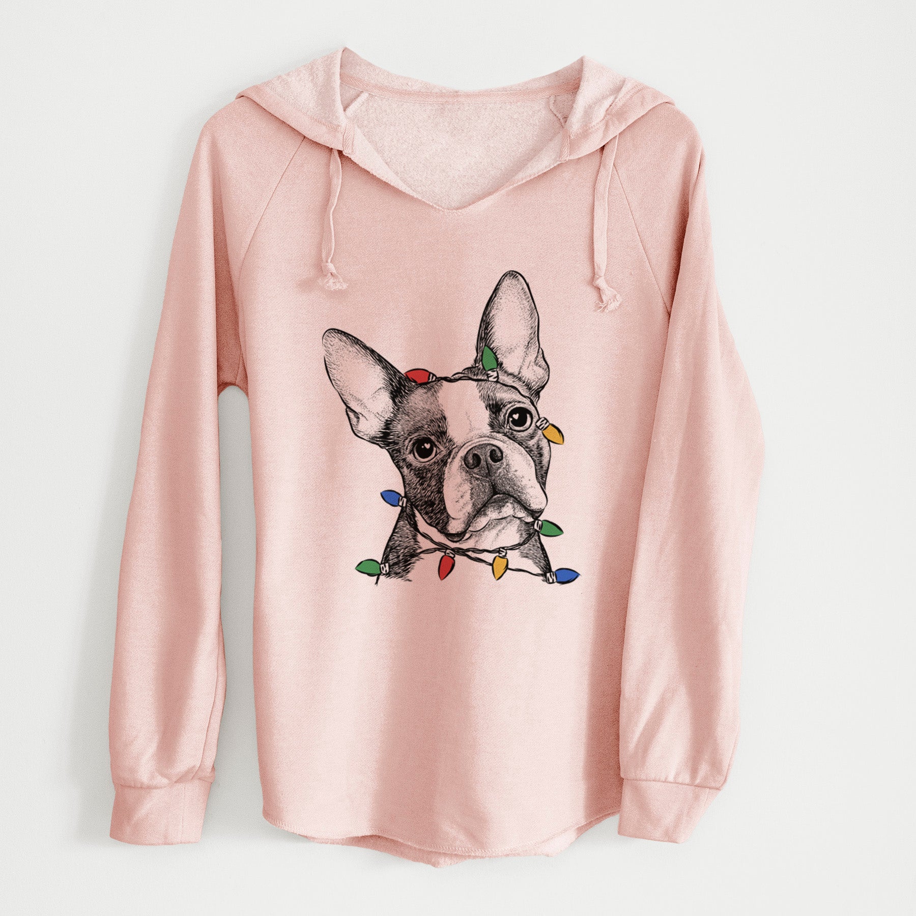 Christmas Lights Dee Dee the Boston Terrier - Cali Wave Hooded Sweatshirt