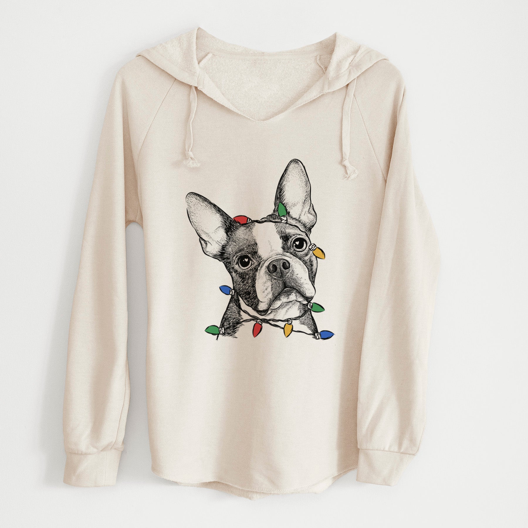 Christmas Lights Dee Dee the Boston Terrier - Cali Wave Hooded Sweatshirt