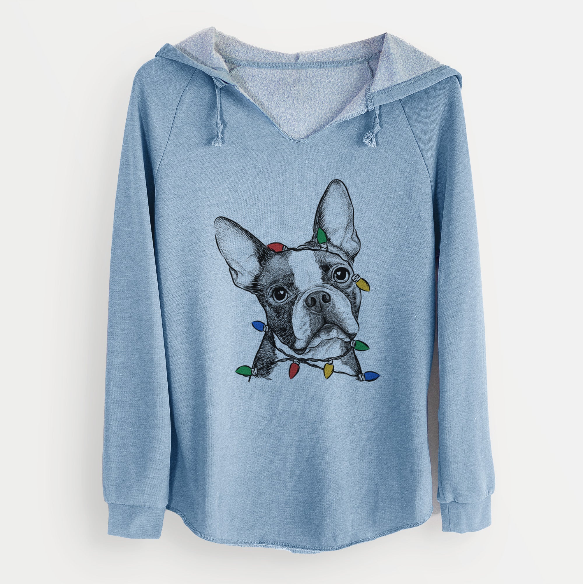 Christmas Lights Dee Dee the Boston Terrier - Cali Wave Hooded Sweatshirt