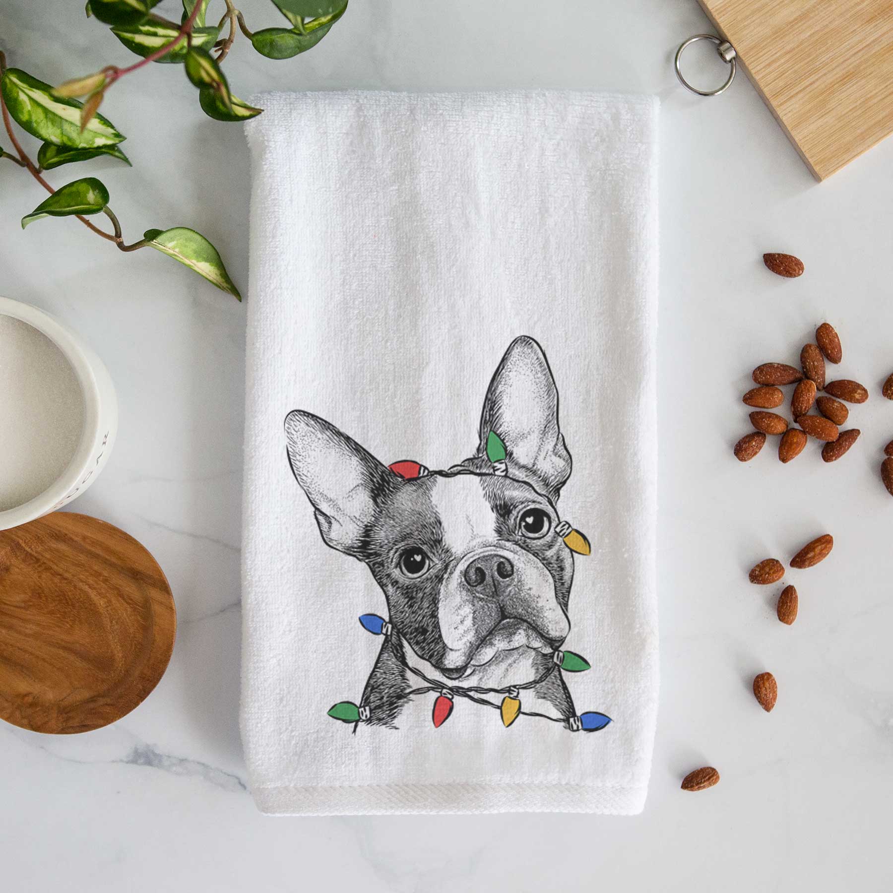 Dee Dee the Boston Terrier Decorative Hand Towel