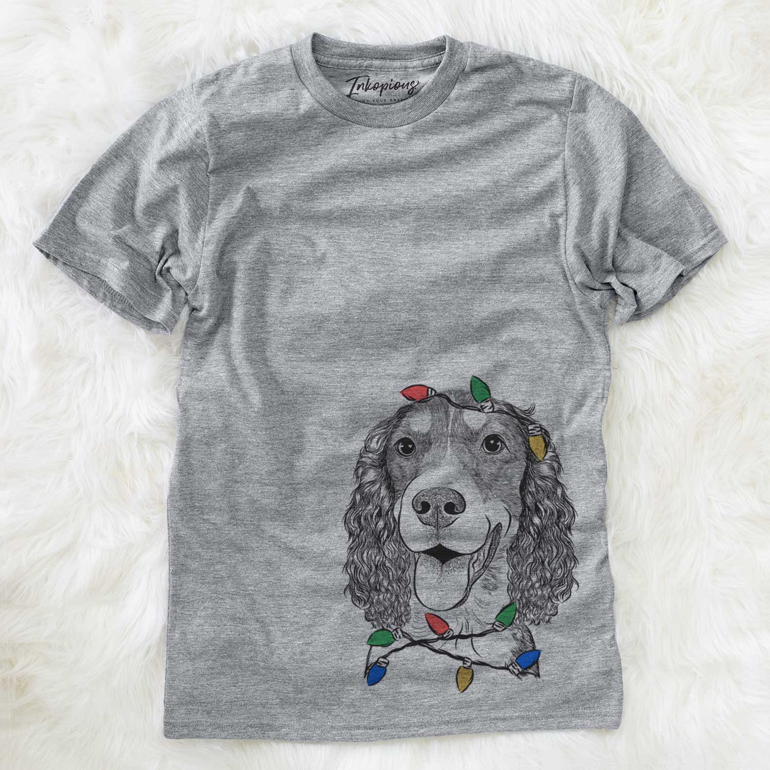 Christmas Lights Delilah the English Springer Spaniel - Unisex Crewneck