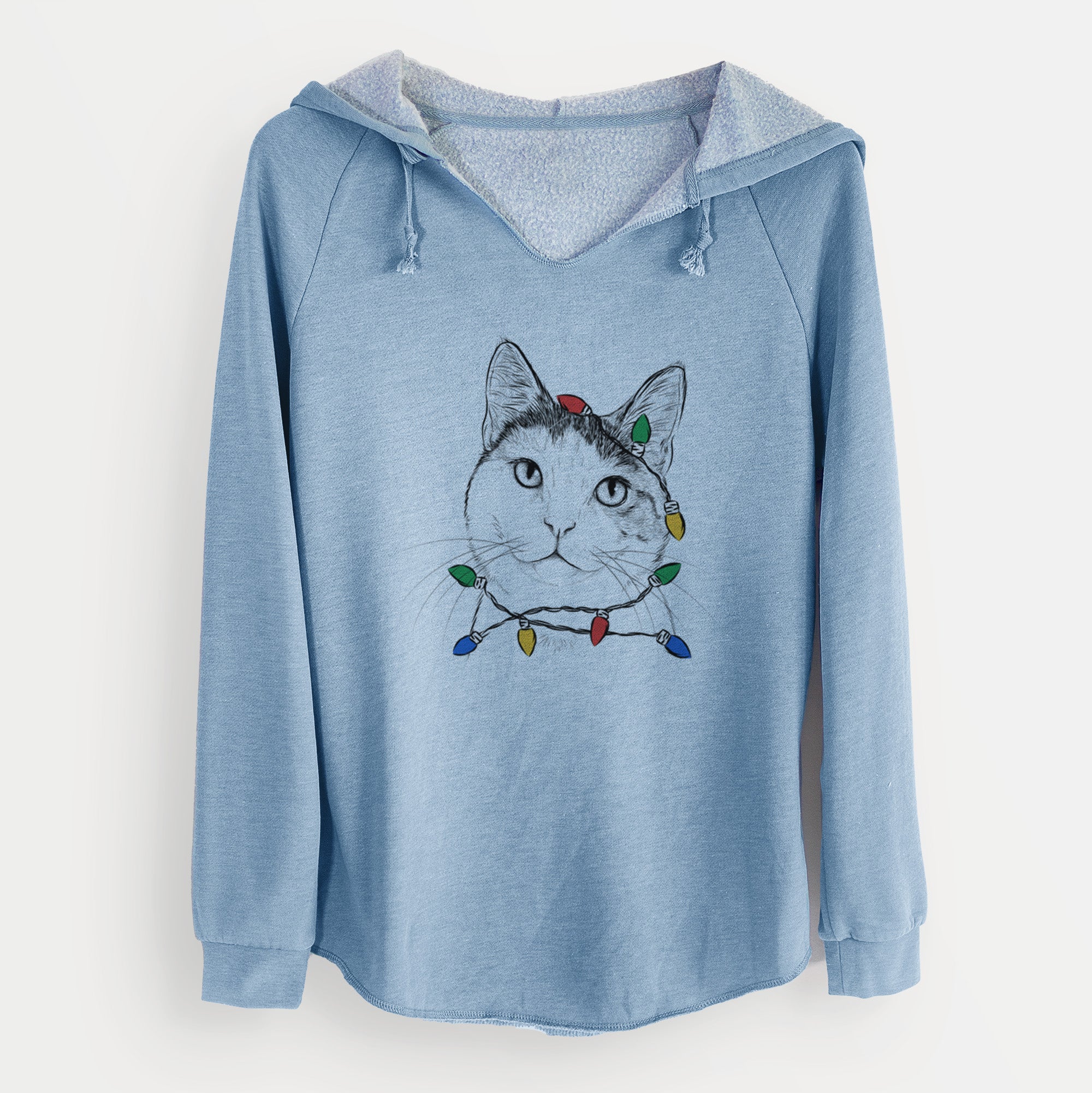 Christmas Lights Denver the Calico Cat - Cali Wave Hooded Sweatshirt