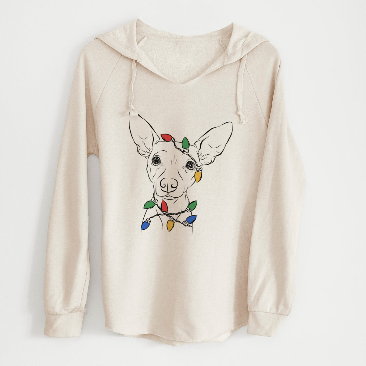 Christmas Lights Desi the American Hairless Terrier - Cali Wave Hooded Sweatshirt