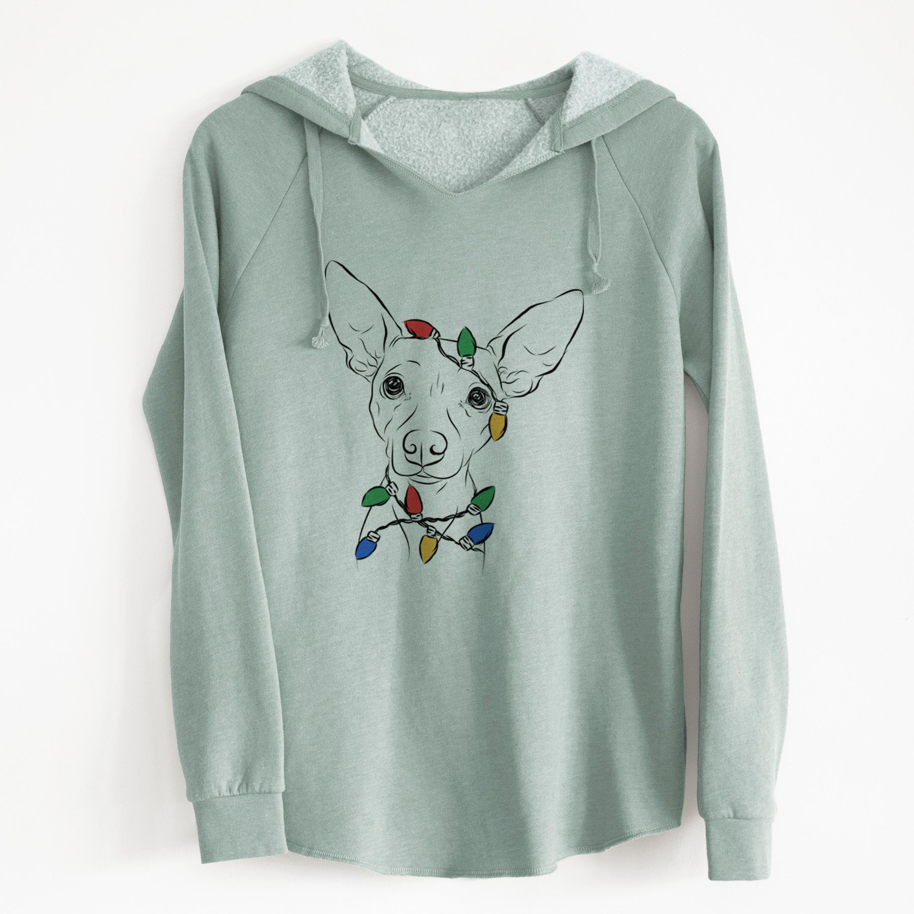 Christmas Lights Desi the American Hairless Terrier - Cali Wave Hooded Sweatshirt