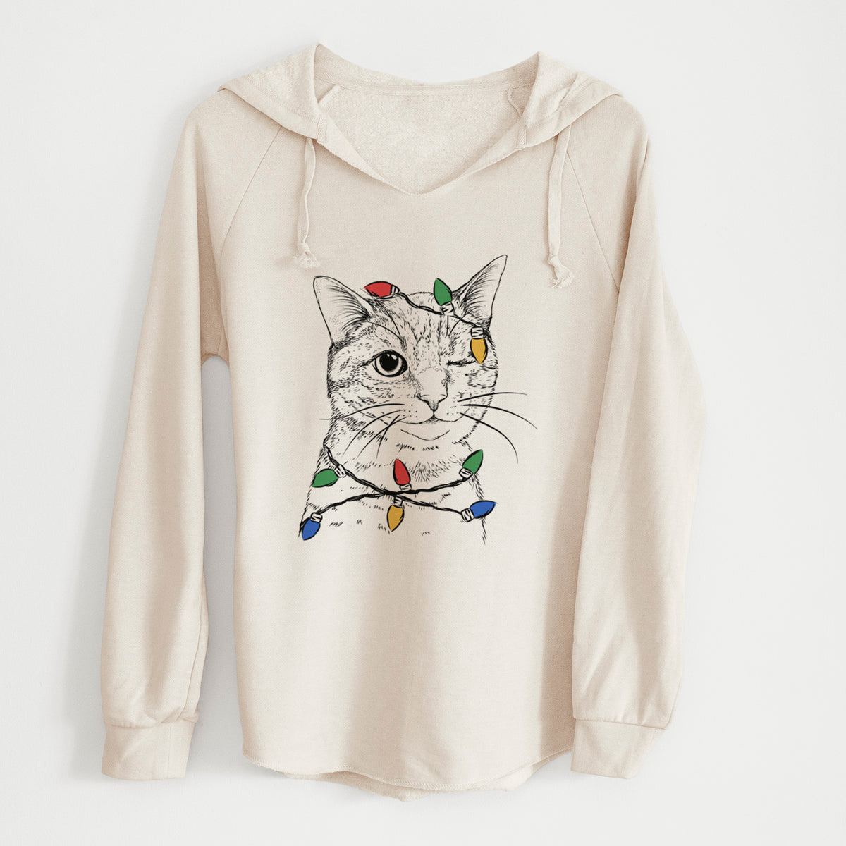 Christmas Lights Dexter the Domestic Shorthair - Cali Wave Hooded Sweatshirt