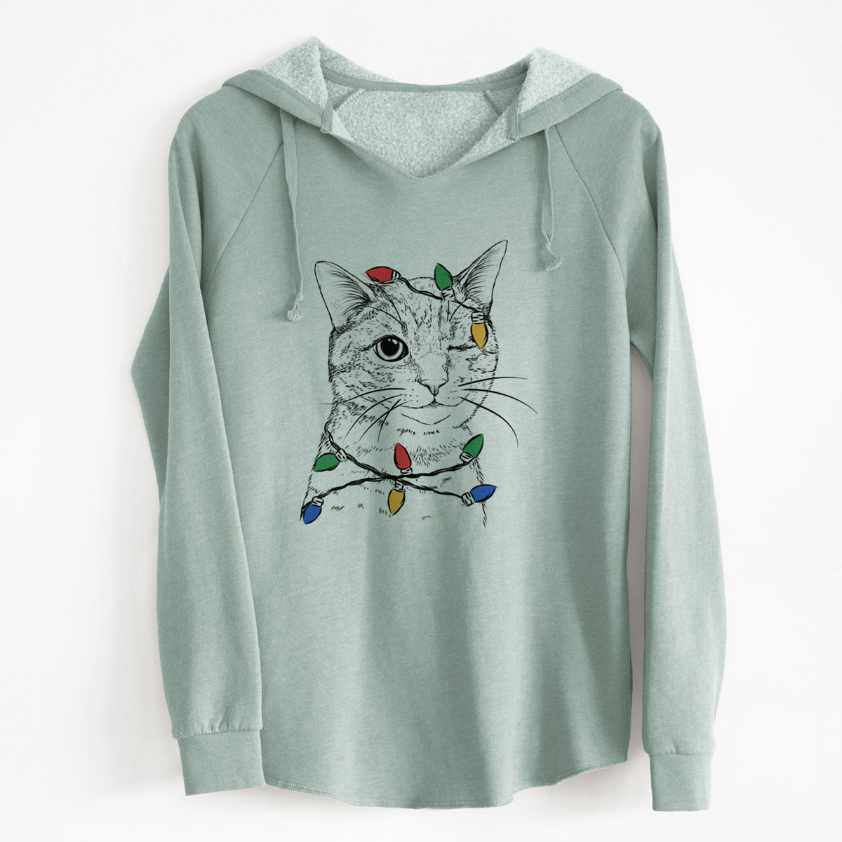 Christmas Lights Dexter the Domestic Shorthair - Cali Wave Hooded Sweatshirt