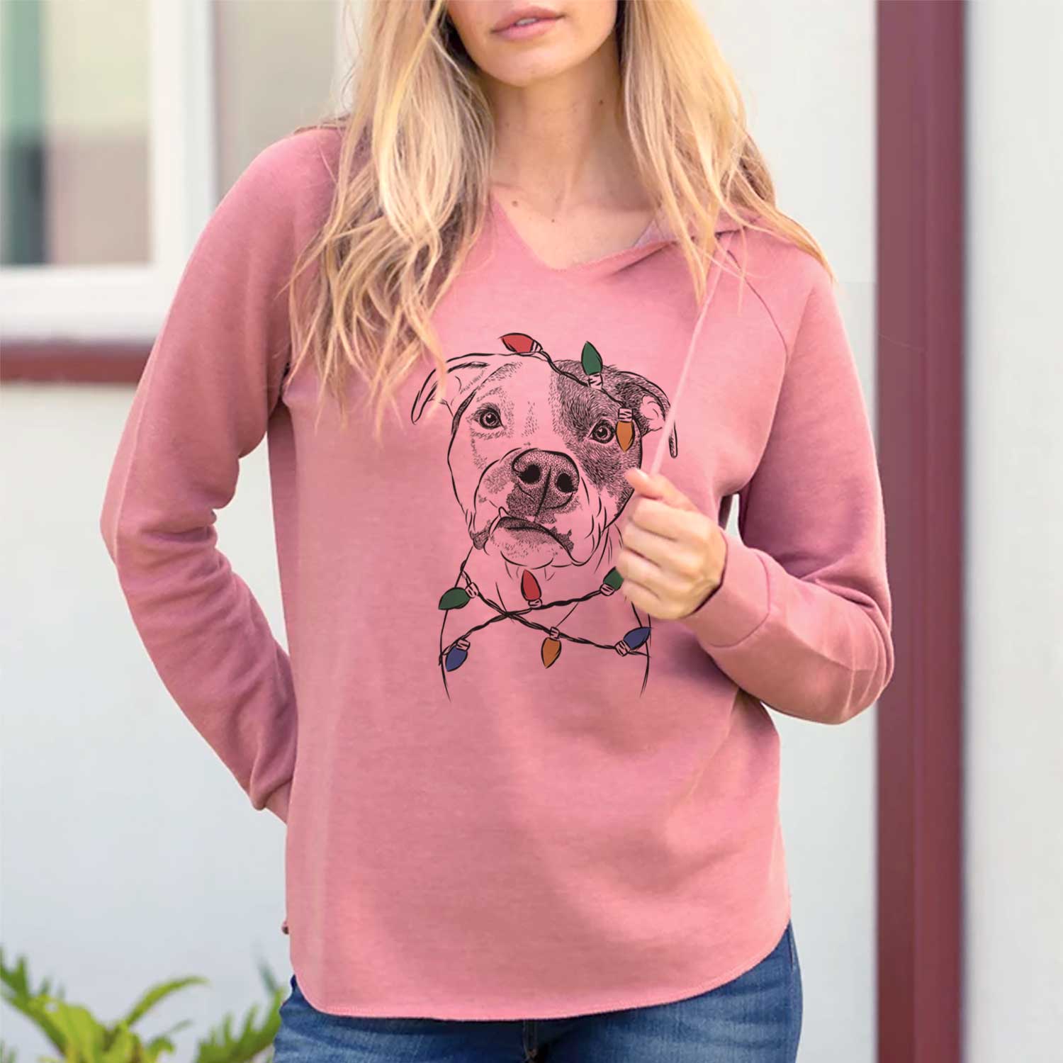 Christmas Lights Dexter the Pitbull - Cali Wave Hooded Sweatshirt