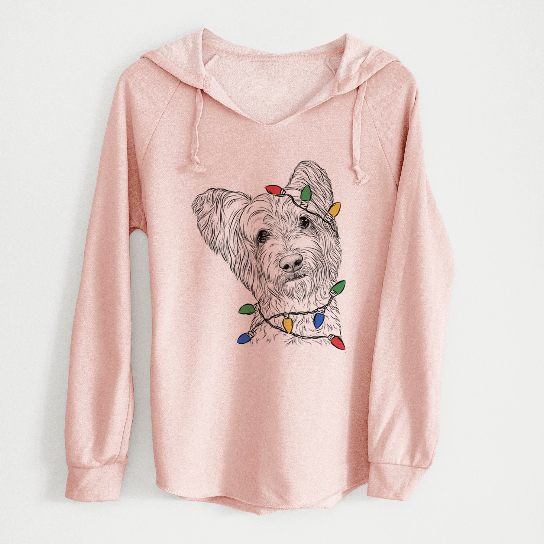 Christmas Lights Dexter the Terrier Mix - Cali Wave Hooded Sweatshirt