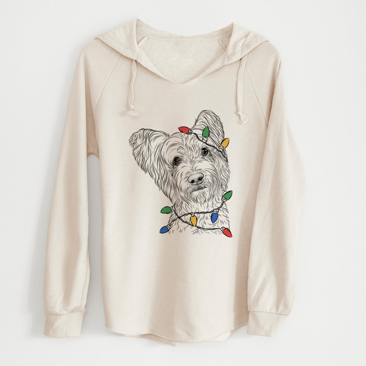 Christmas Lights Dexter the Terrier Mix - Cali Wave Hooded Sweatshirt