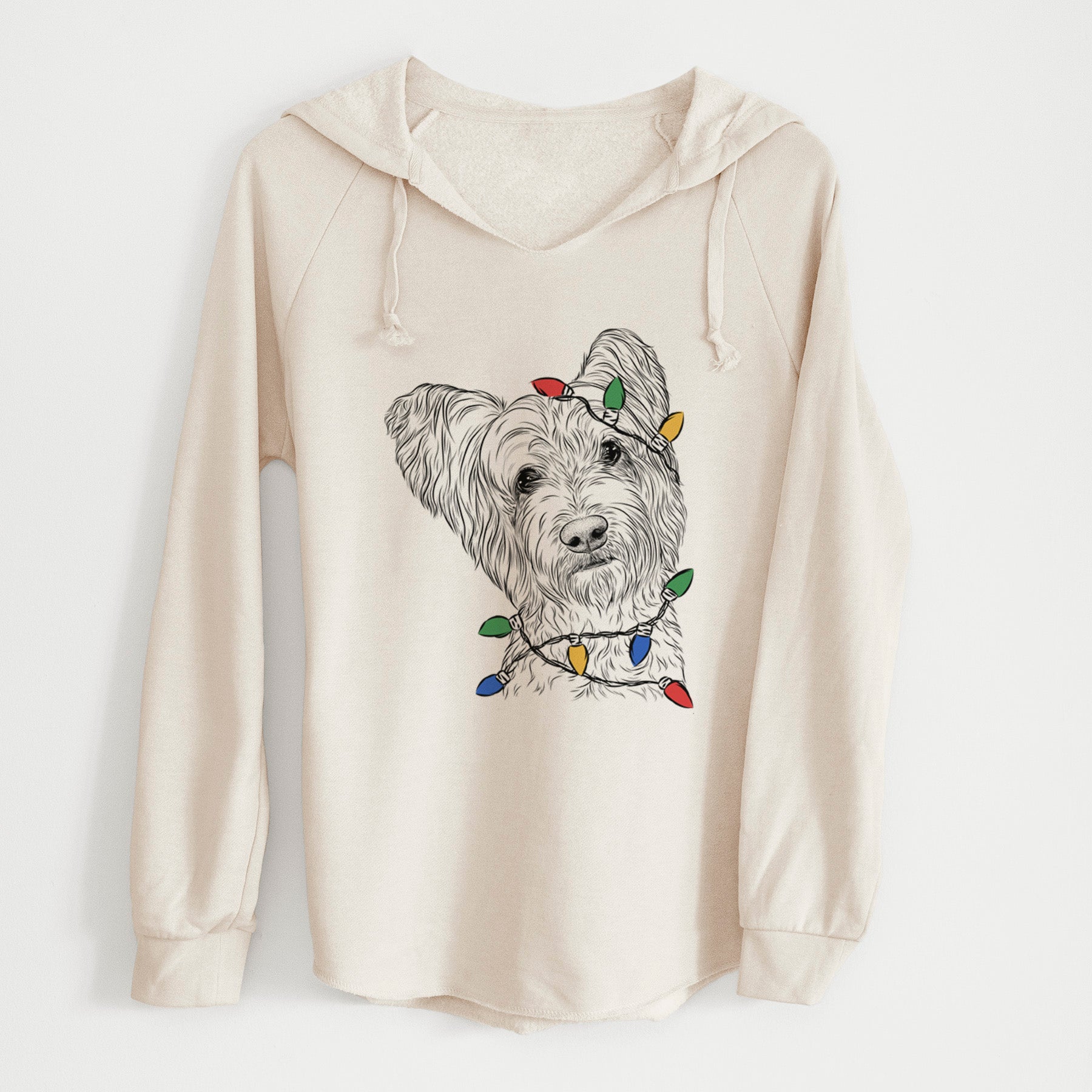 Christmas Lights Dexter the Terrier Mix - Cali Wave Hooded Sweatshirt