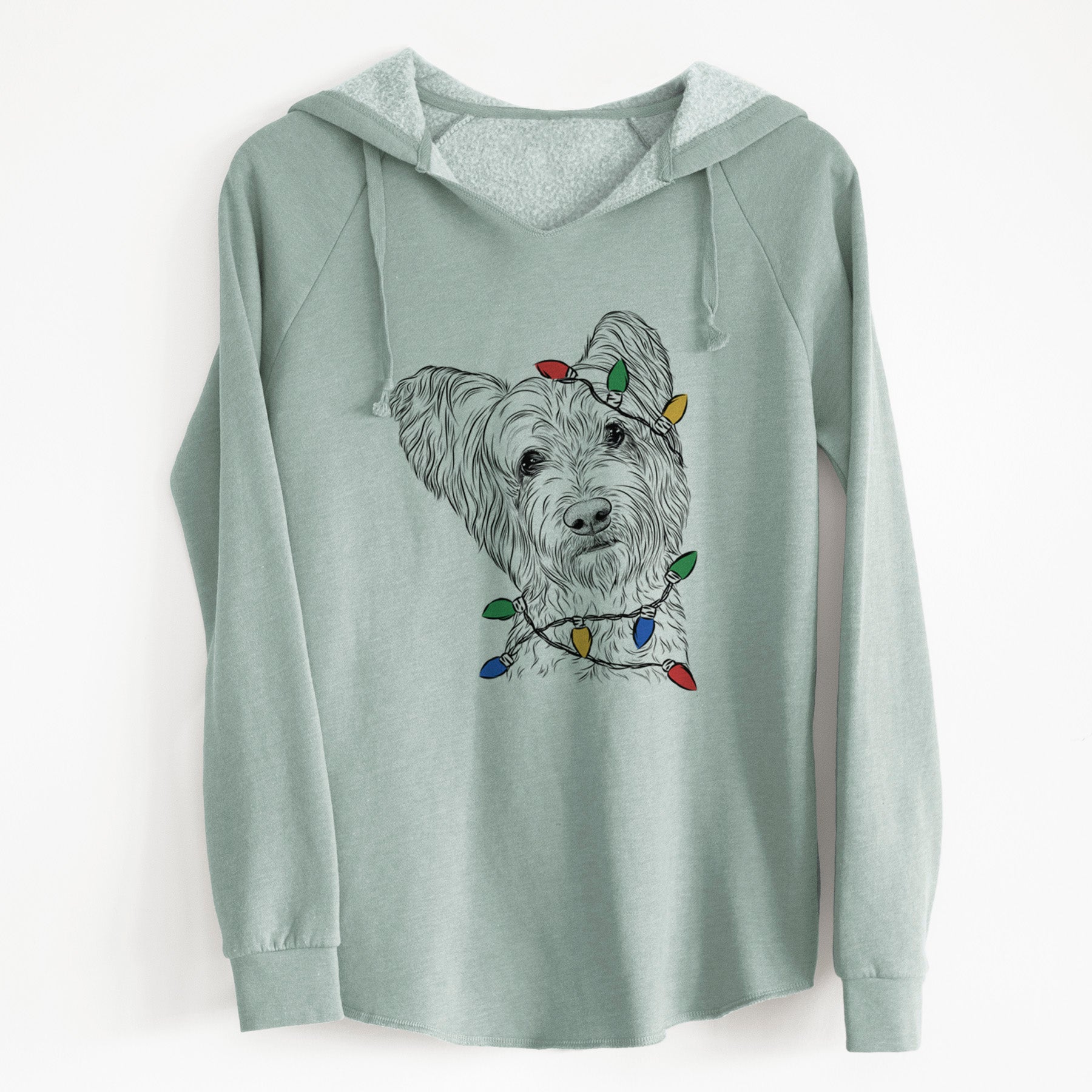 Christmas Lights Dexter the Terrier Mix - Cali Wave Hooded Sweatshirt