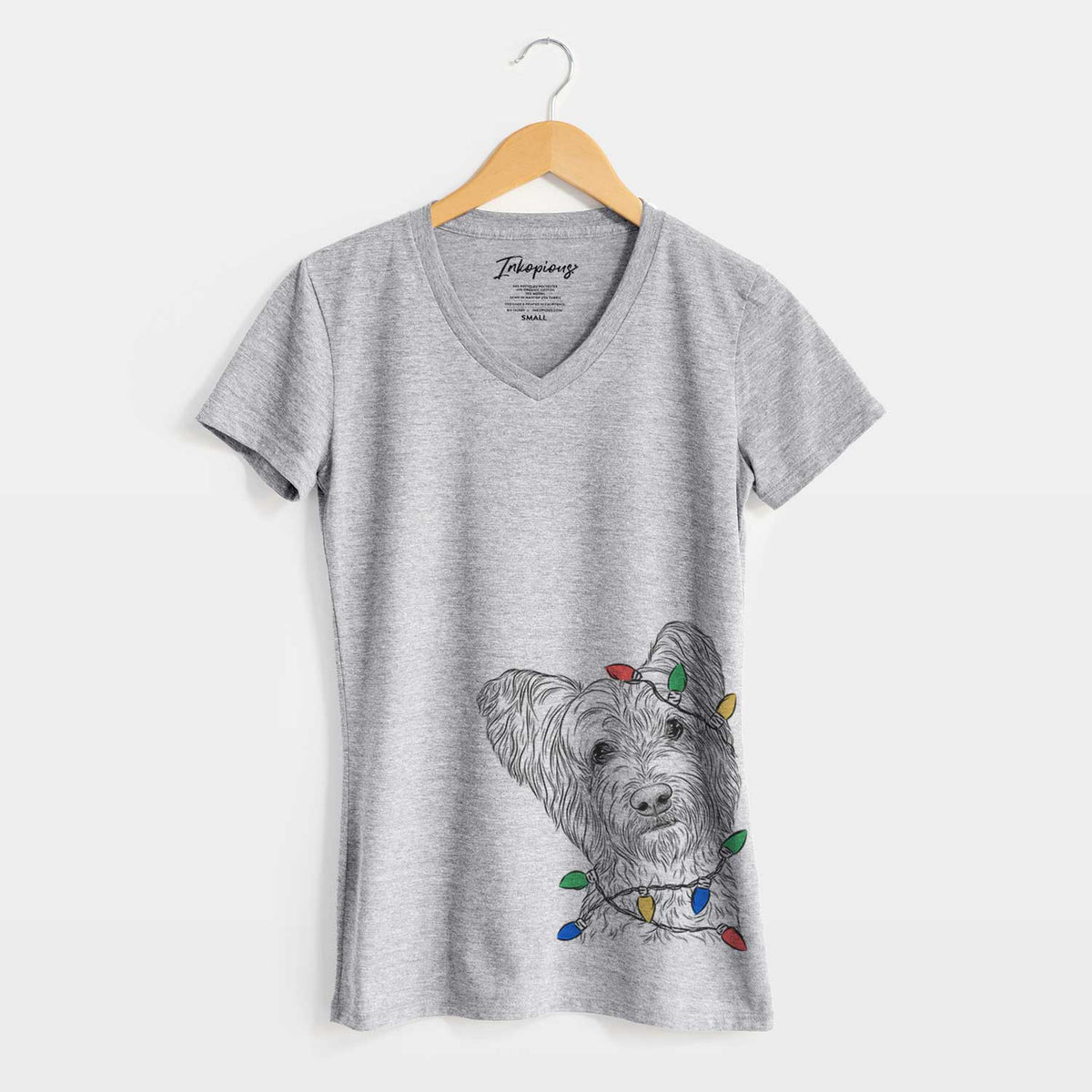 Christmas Lights Dexter the Terrier Mix - Women's V-neck Shirt