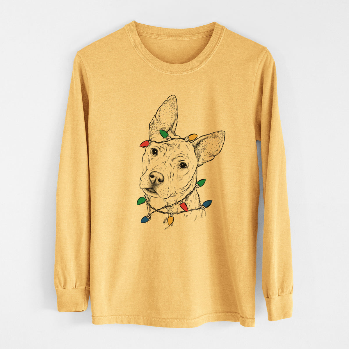 Christmas Lights Diesel the Mixed Breed - Heavyweight 100% Cotton Long Sleeve