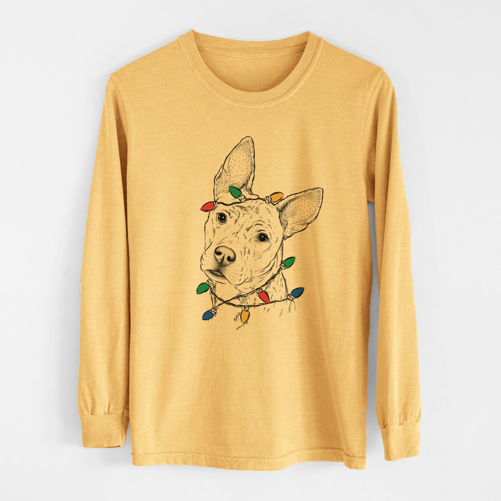 Christmas Lights Diesel the Mixed Breed - Heavyweight 100% Cotton Long Sleeve