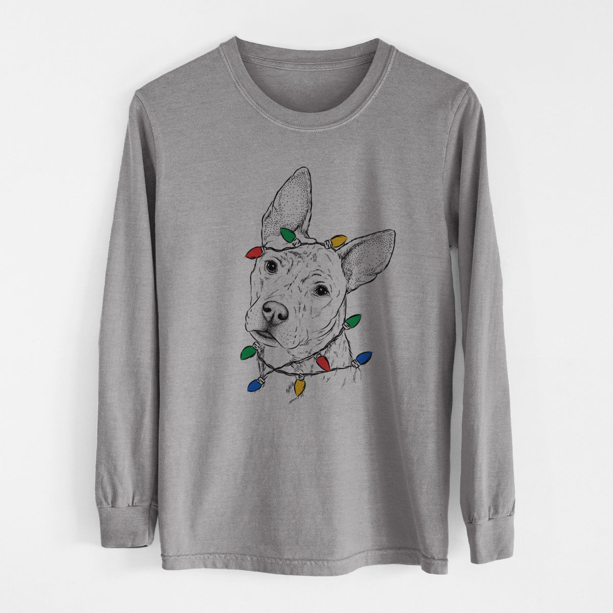 Christmas Lights Diesel the Mixed Breed - Heavyweight 100% Cotton Long Sleeve