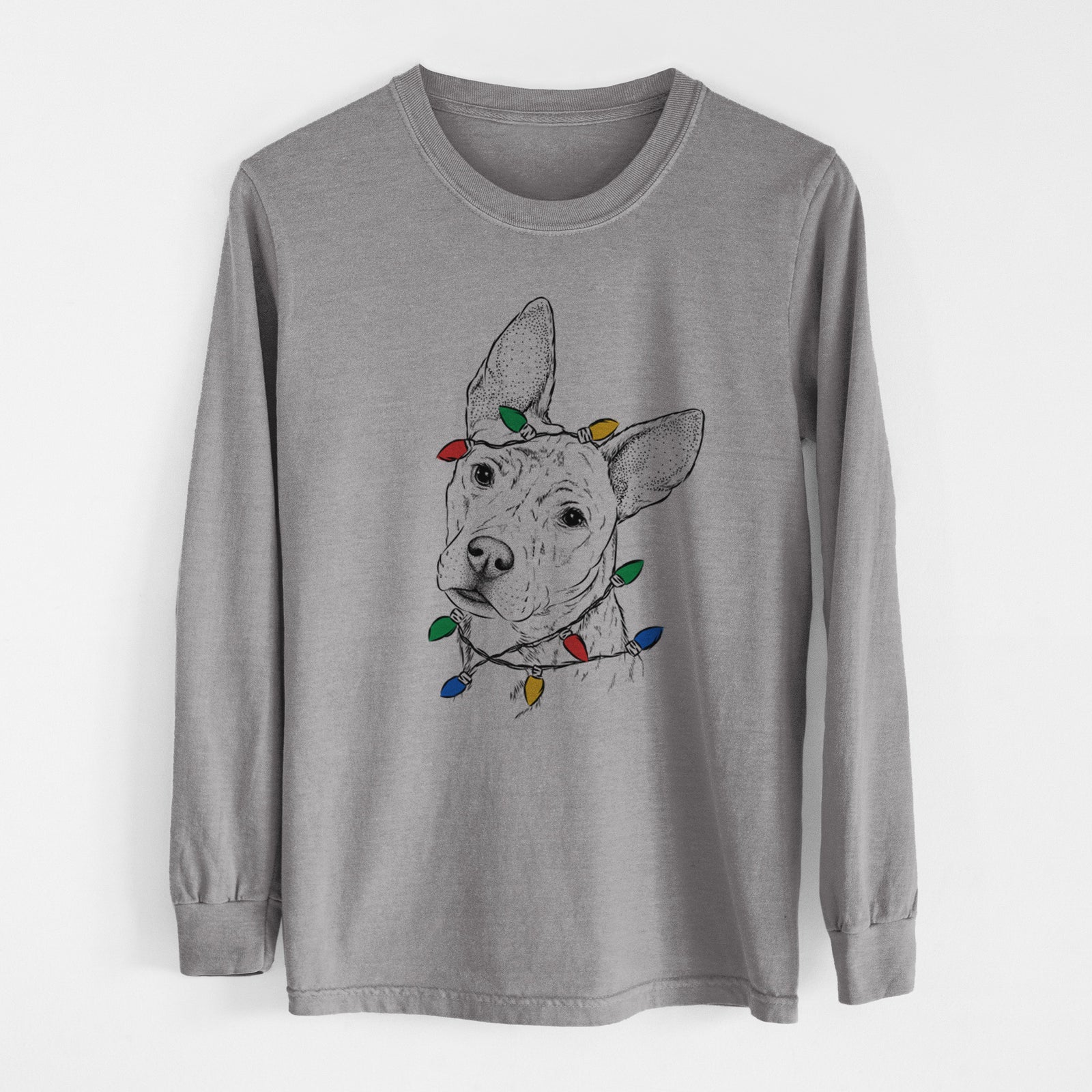 Christmas Lights Diesel the Mixed Breed - Heavyweight 100% Cotton Long Sleeve