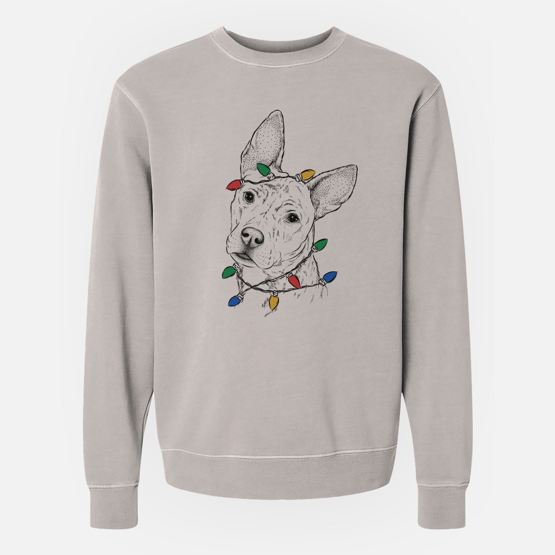 Christmas Lights Diesel the Mixed Breed - Unisex Pigment Dyed Crew Sweatshirt