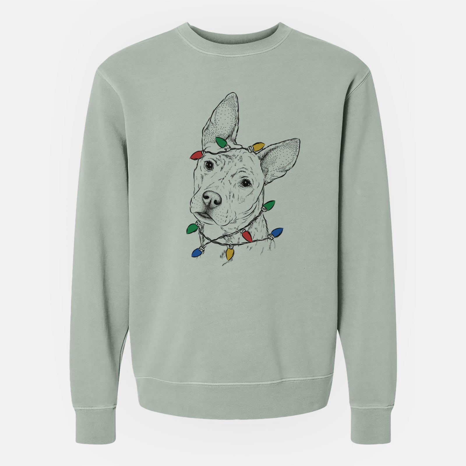 Christmas Lights Diesel the Mixed Breed - Unisex Pigment Dyed Crew Sweatshirt