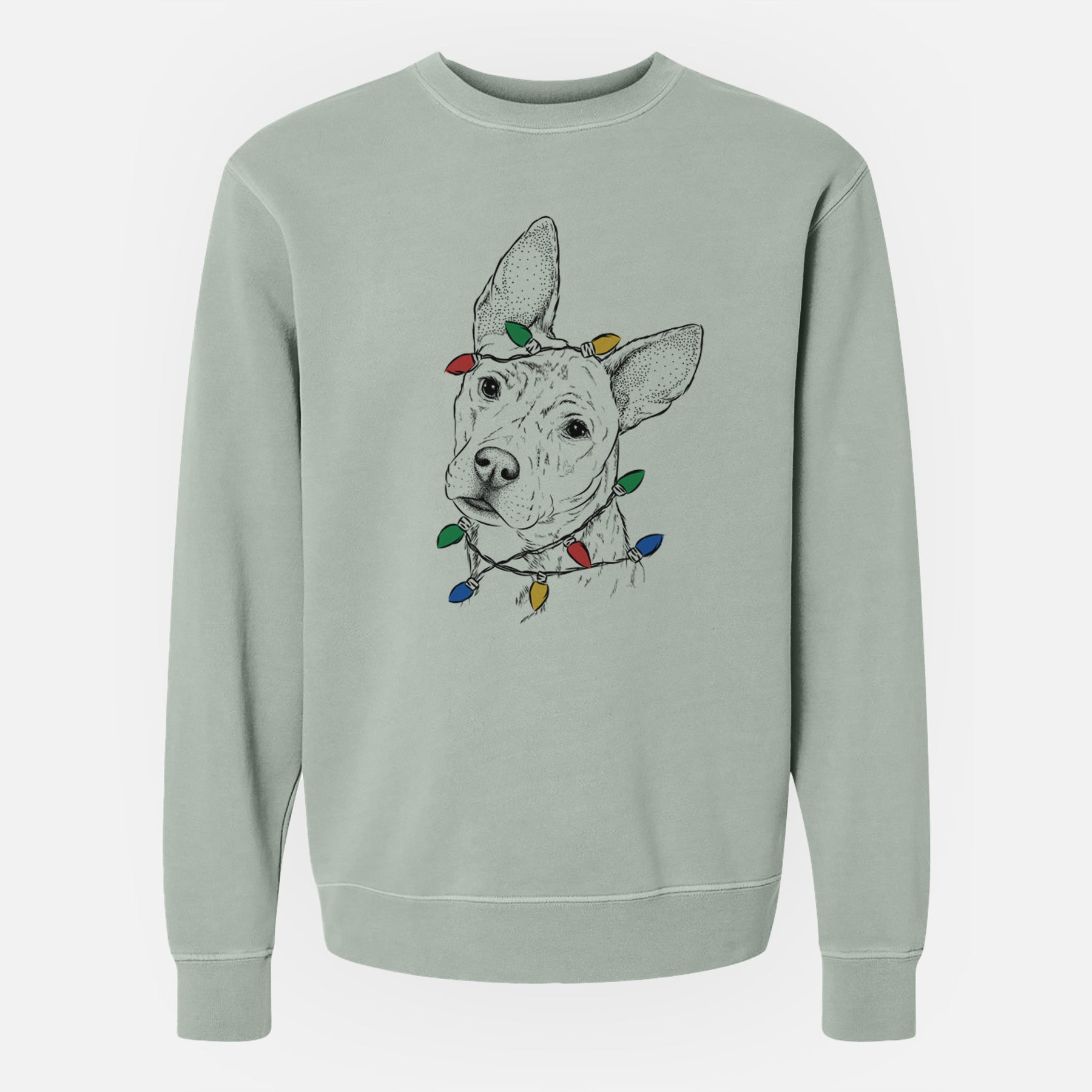 Christmas Lights Diesel the Mixed Breed - Unisex Pigment Dyed Crew Sweatshirt